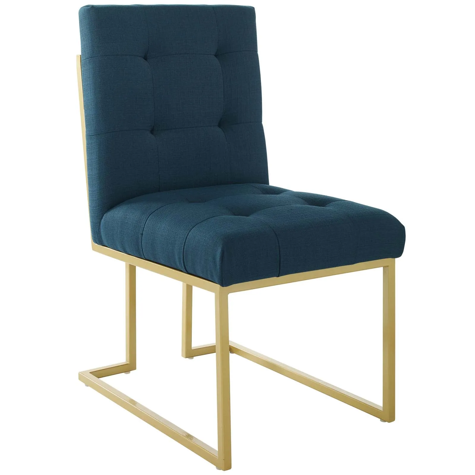 Privy Gold Stainless Steel Upholstered Fabric Dining Accent Chair Set of 2 by Modway