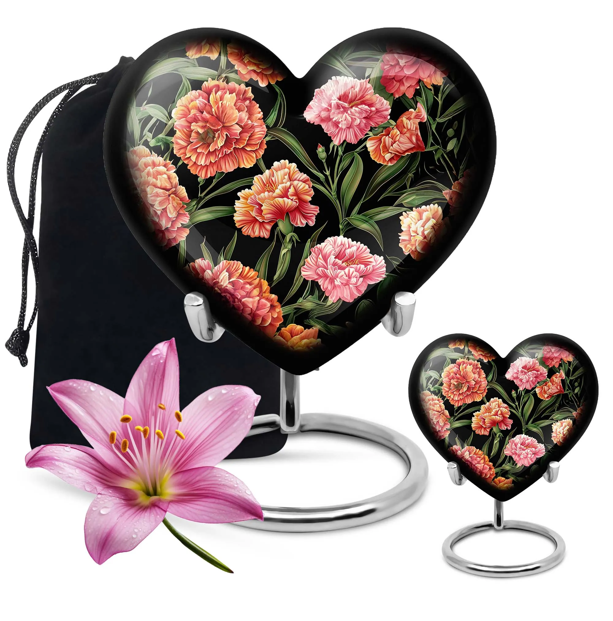 Purple Meadow Large Cremation Urn, Heart-Themed to Honour