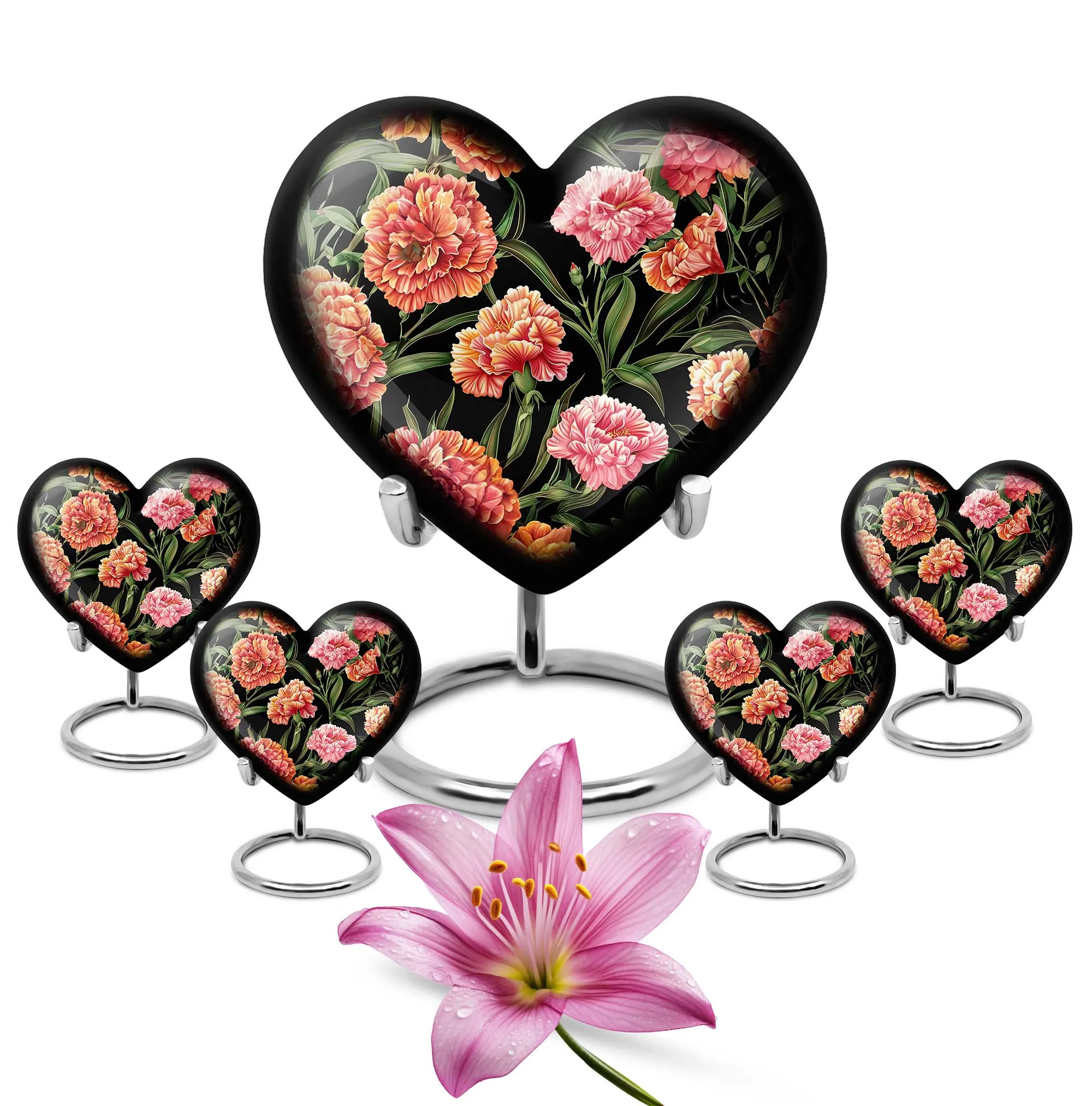 Purple Meadow Large Cremation Urn, Heart-Themed to Honour