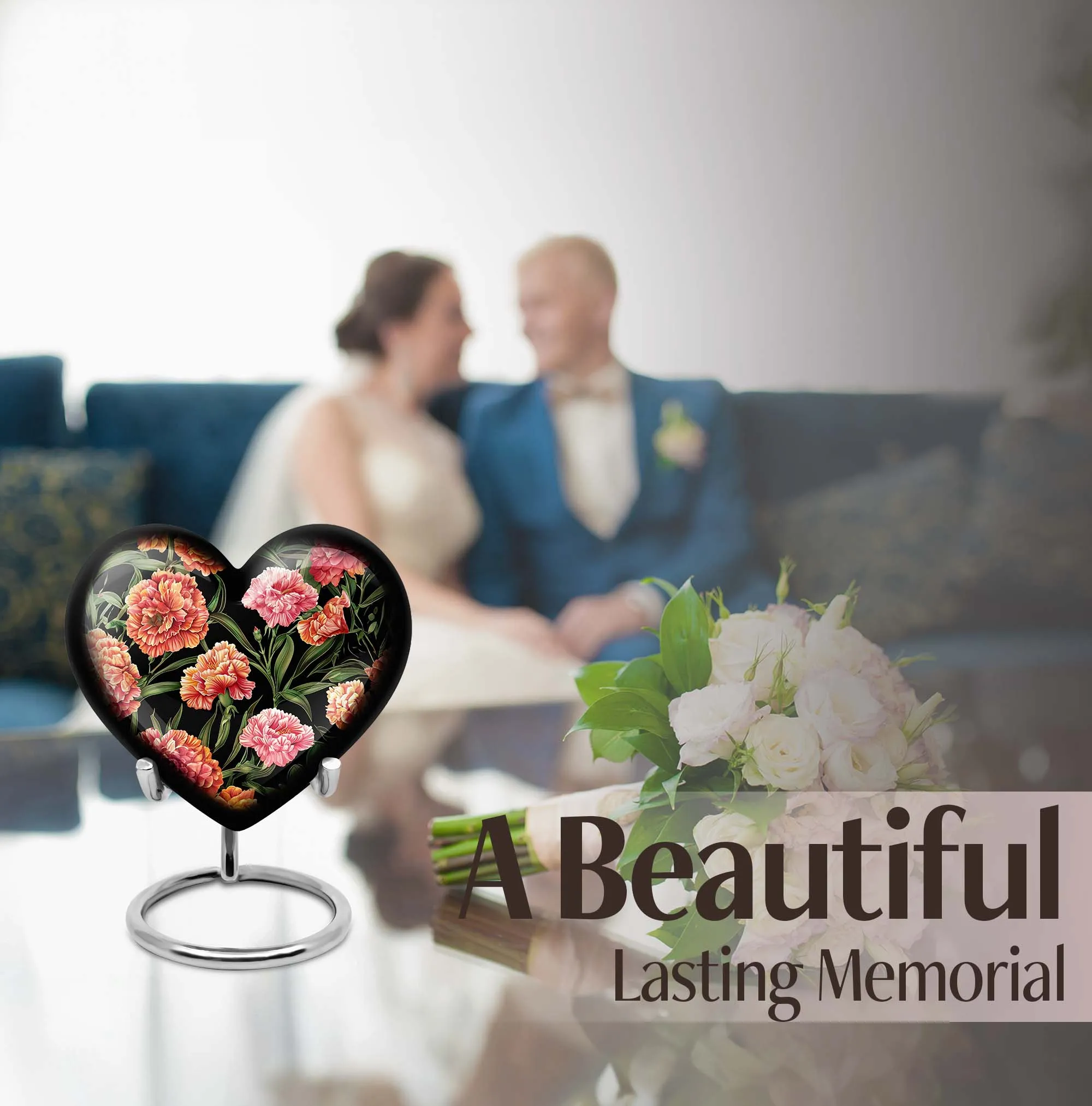 Purple Meadow Large Cremation Urn, Heart-Themed to Honour