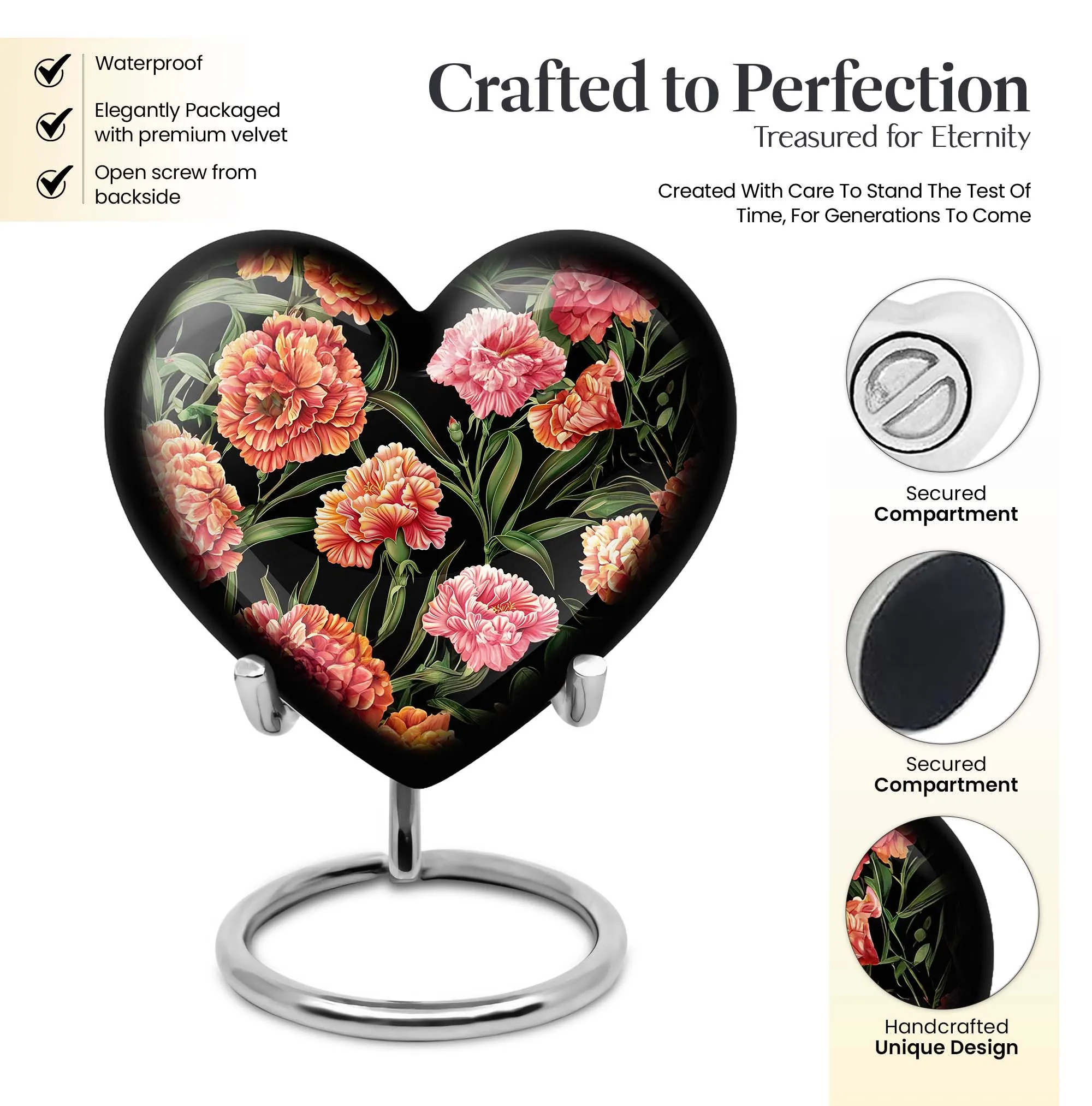 Purple Meadow Large Cremation Urn, Heart-Themed to Honour