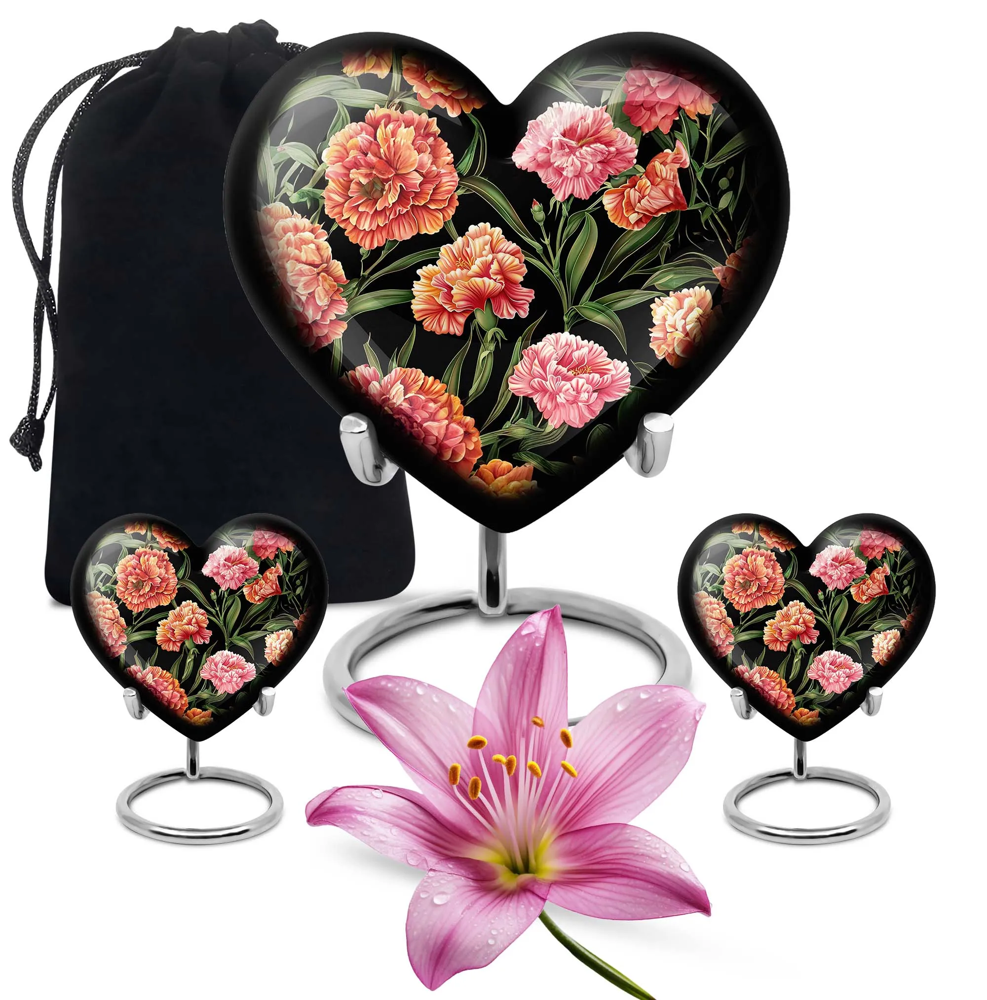 Purple Meadow Large Cremation Urn, Heart-Themed to Honour