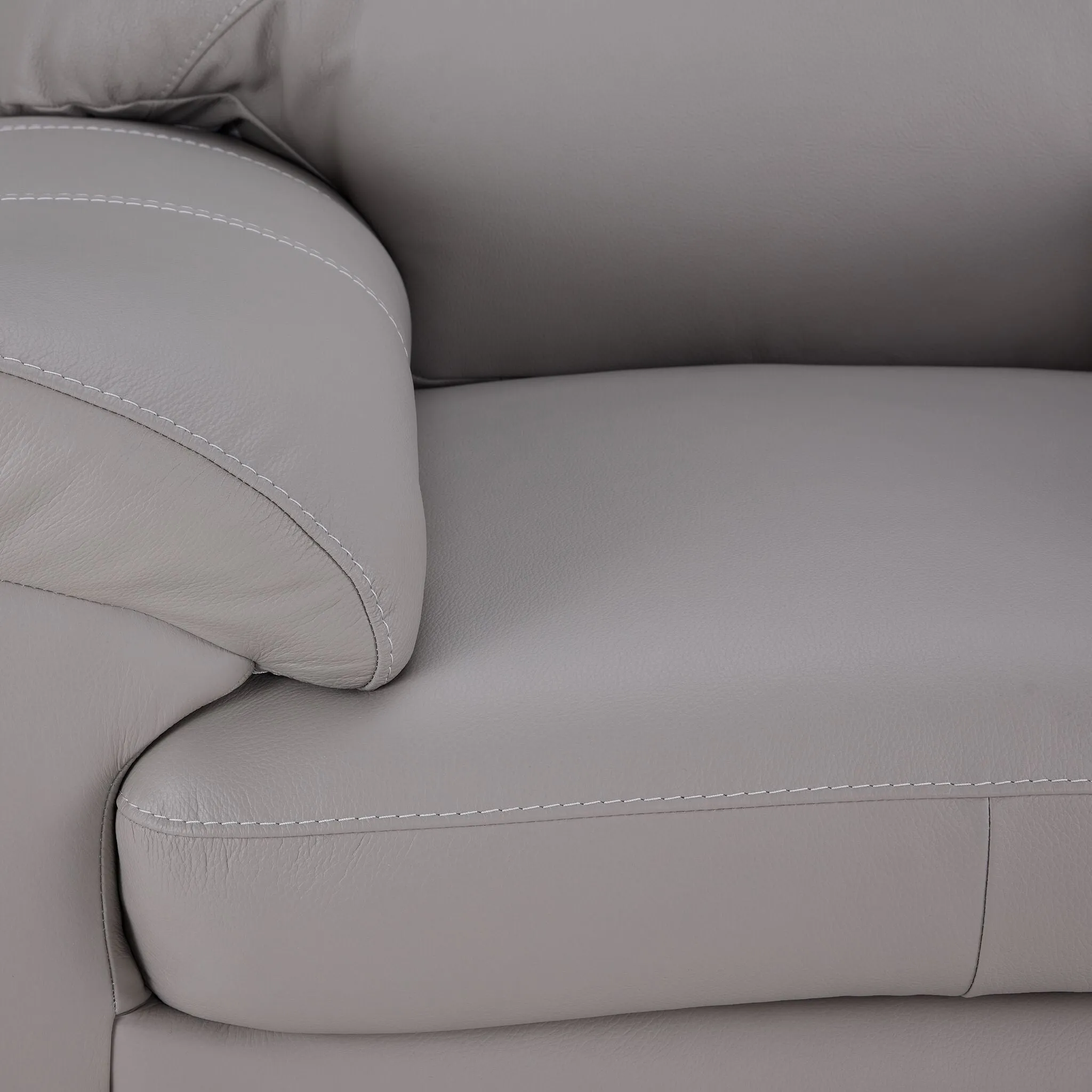 Raphael Leather Loveseat - Cloud Grey