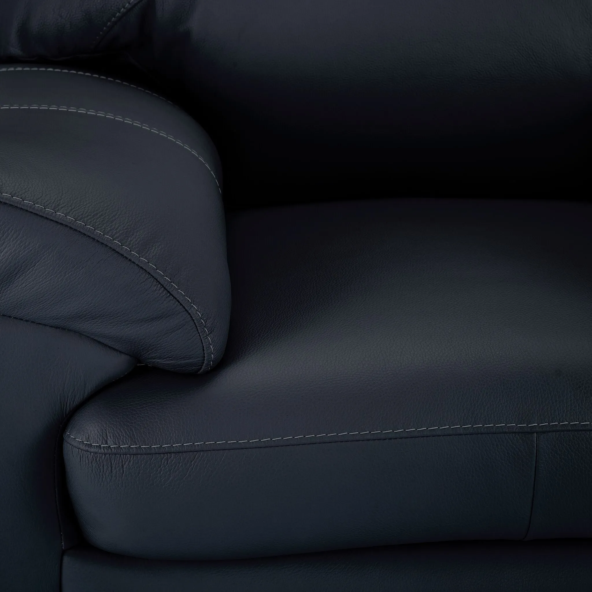 Raphael Leather Loveseat - Navy