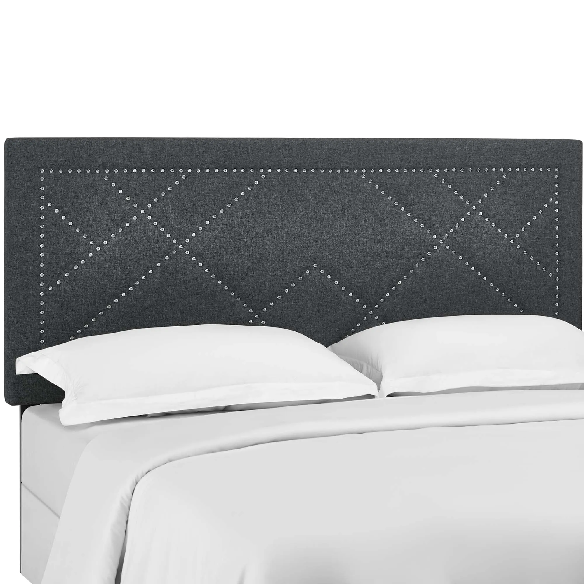 Reese Nailhead Upholstered Linen Fabric Headboard by Modway