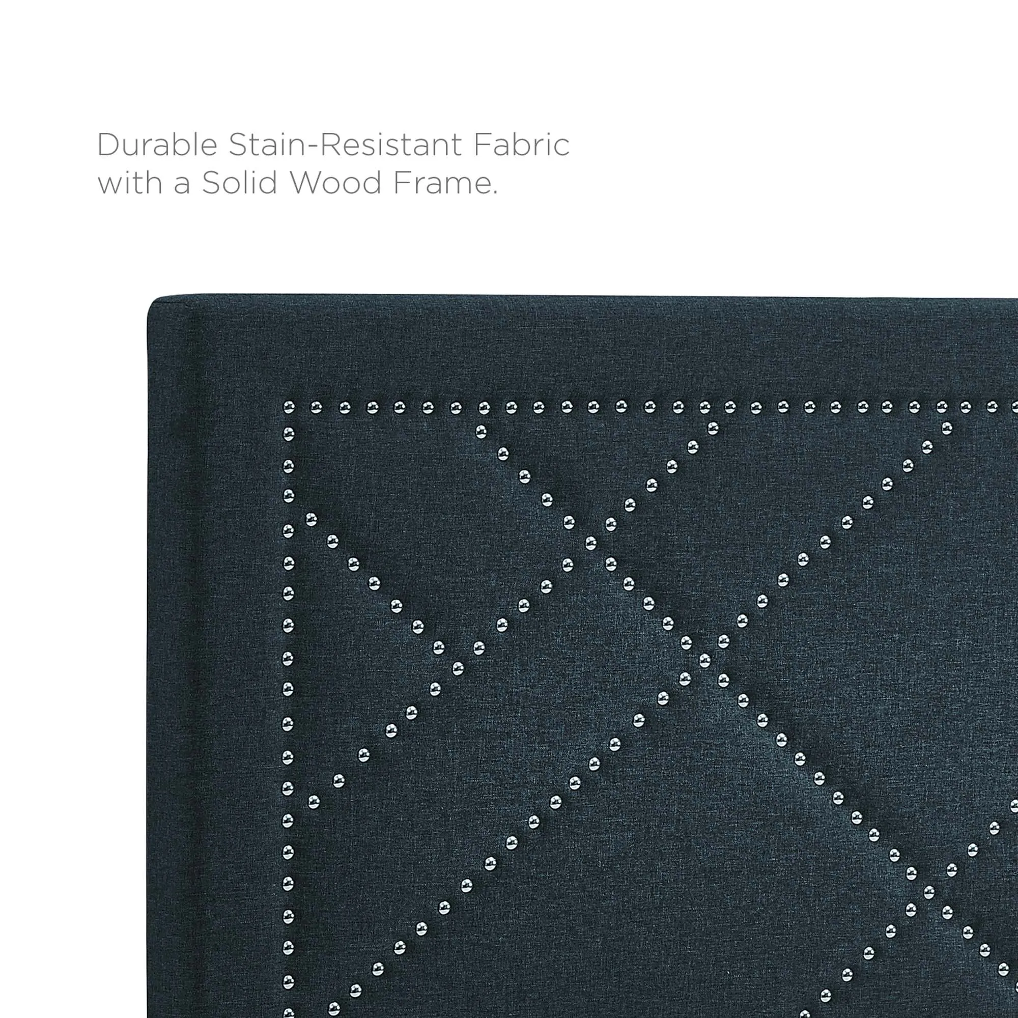 Reese Nailhead Upholstered Linen Fabric Headboard by Modway