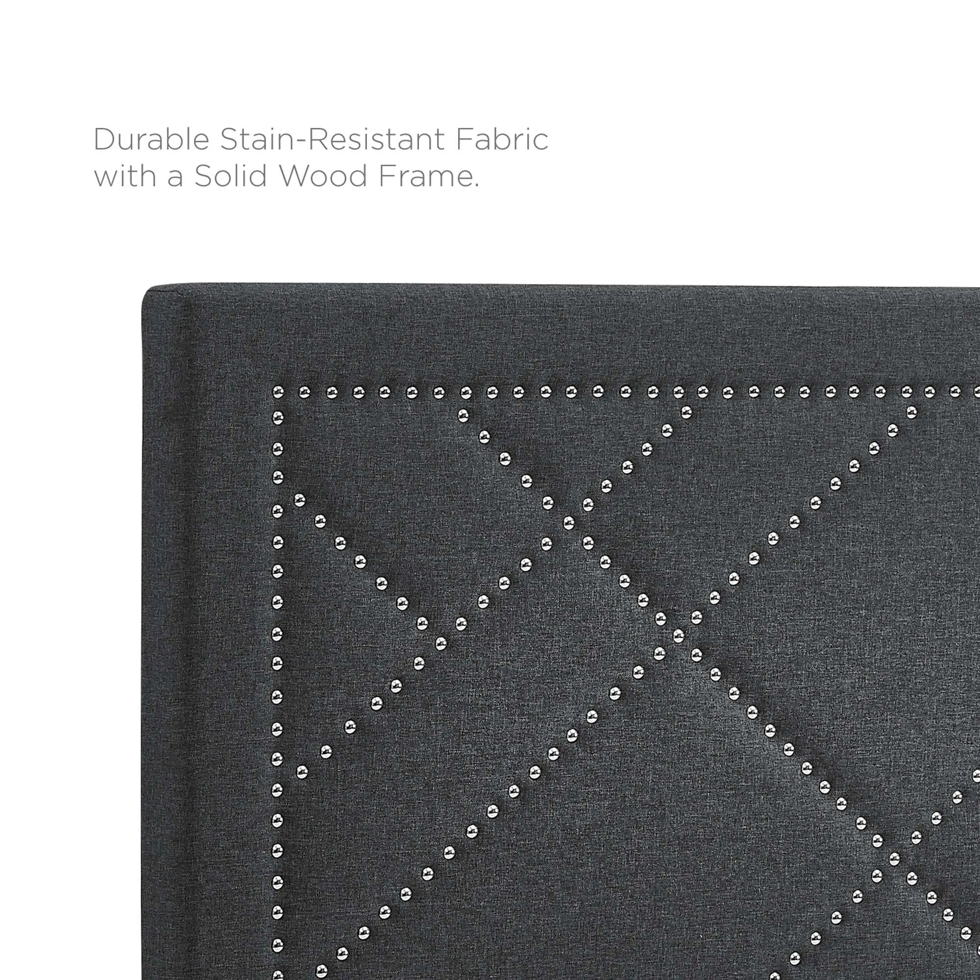 Reese Nailhead Upholstered Linen Fabric Headboard by Modway