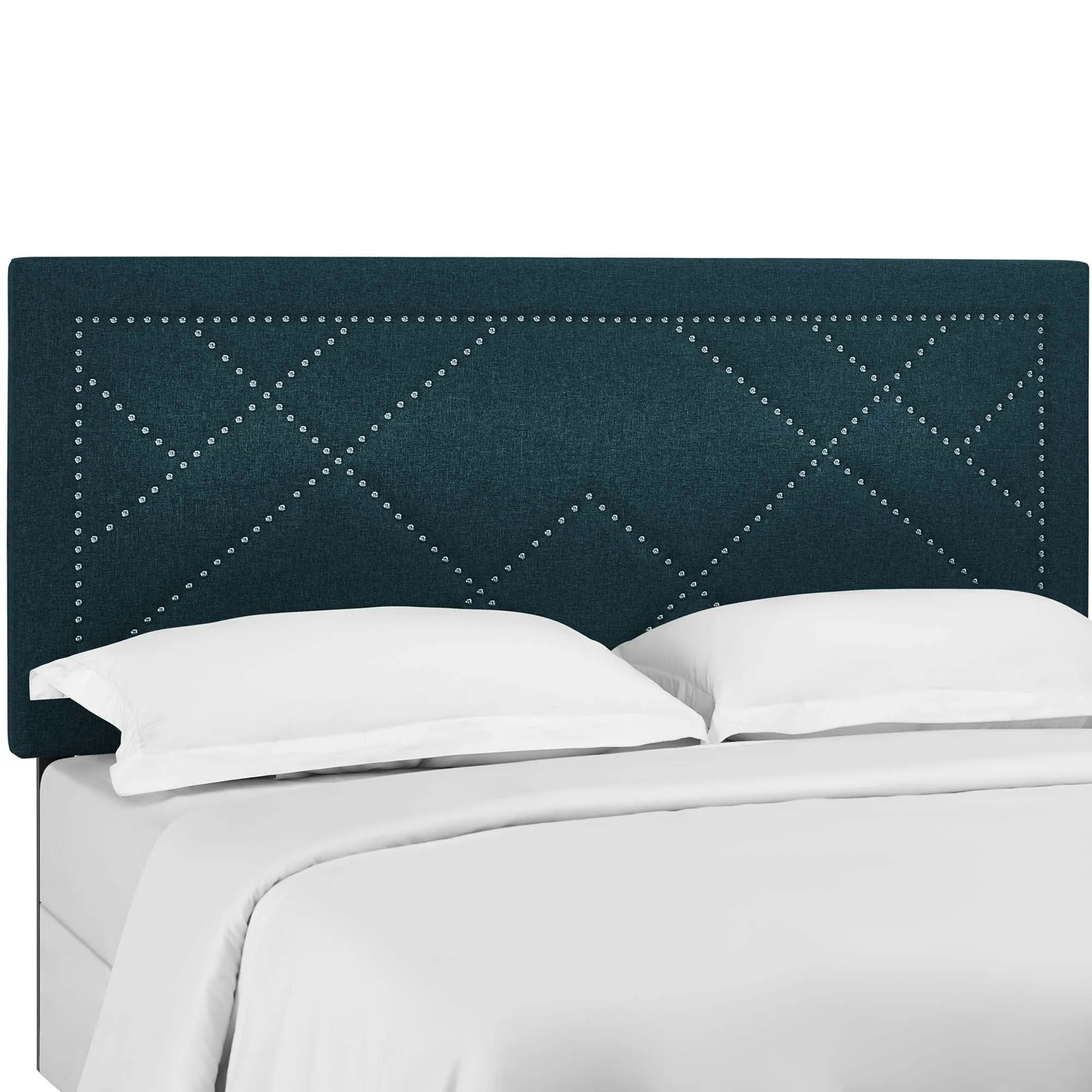 Reese Nailhead Upholstered Linen Fabric Headboard by Modway