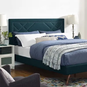 Reese Nailhead Upholstered Linen Fabric Headboard by Modway