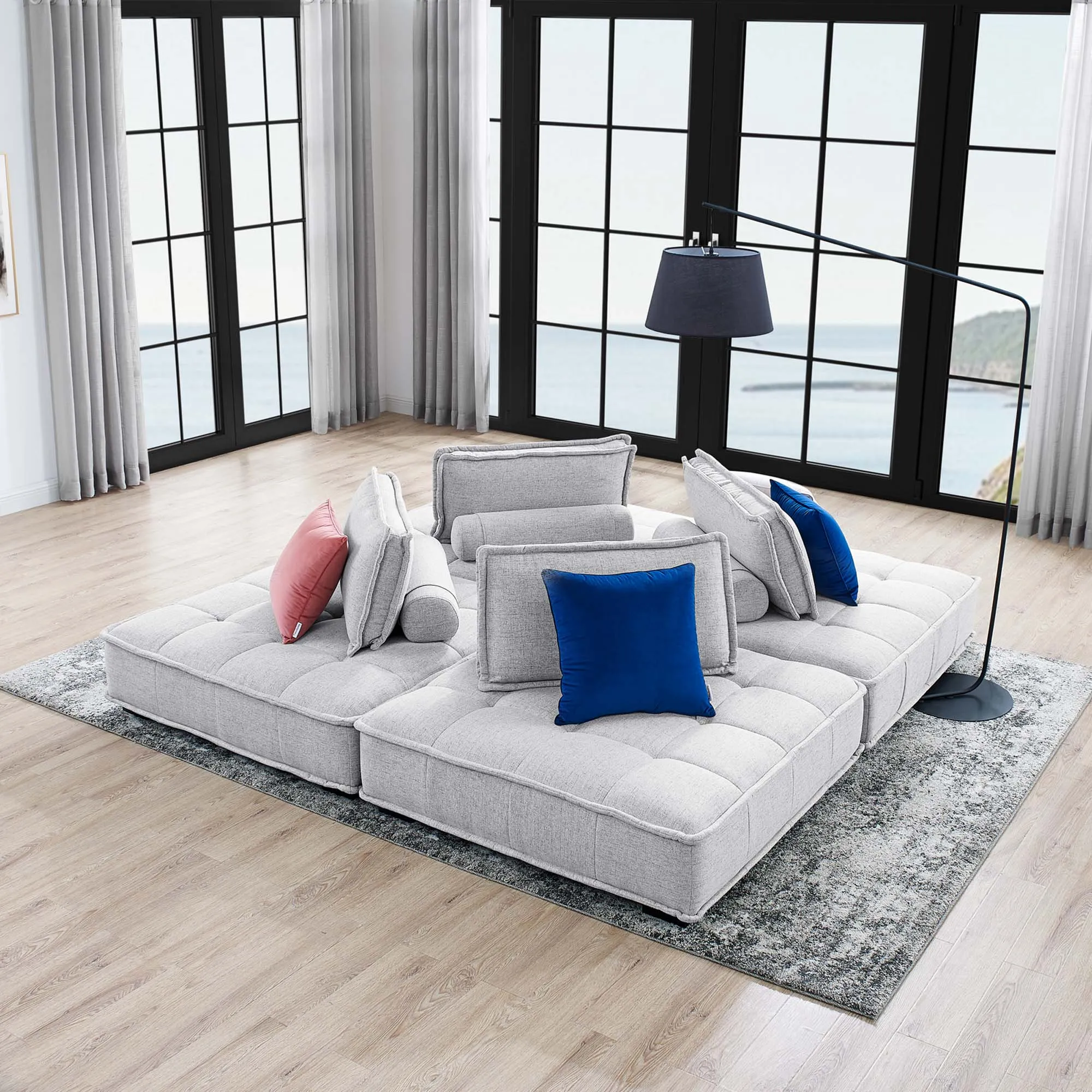 Saunter 4-Piece Tufted Fabric Fabric Sectional Sofa by Modway