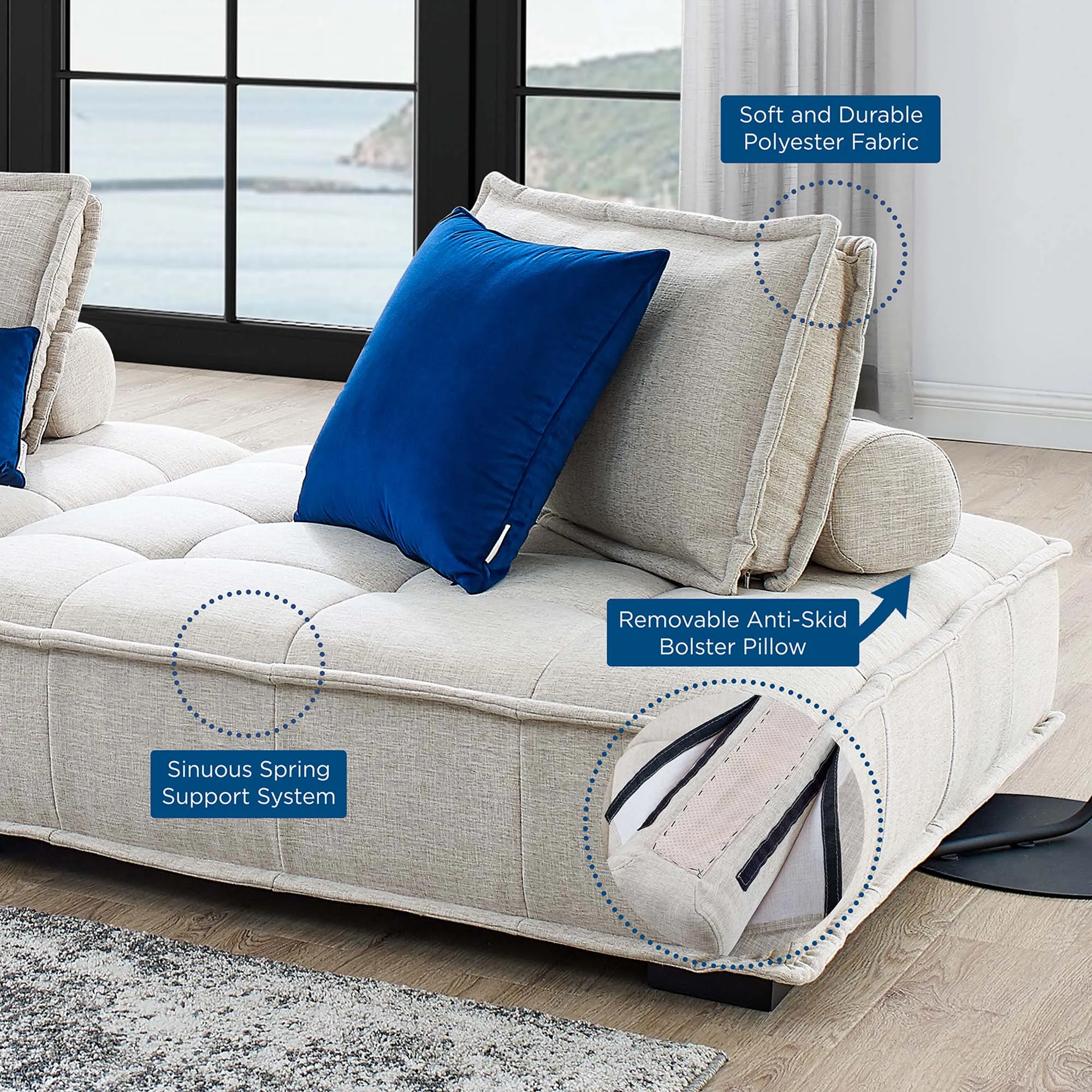 Saunter 4-Piece Tufted Fabric Fabric Sectional Sofa by Modway