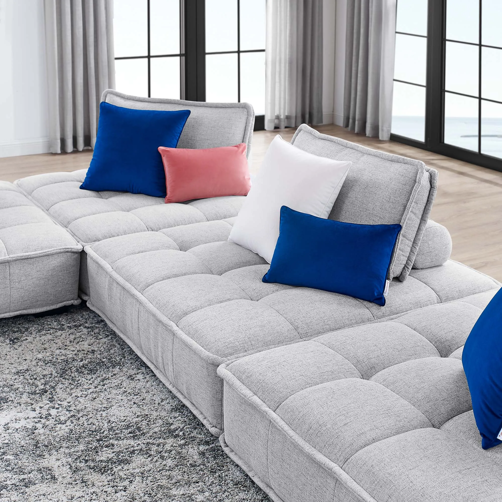 Saunter 4-Piece Tufted Fabric Fabric Sectional Sofa by Modway