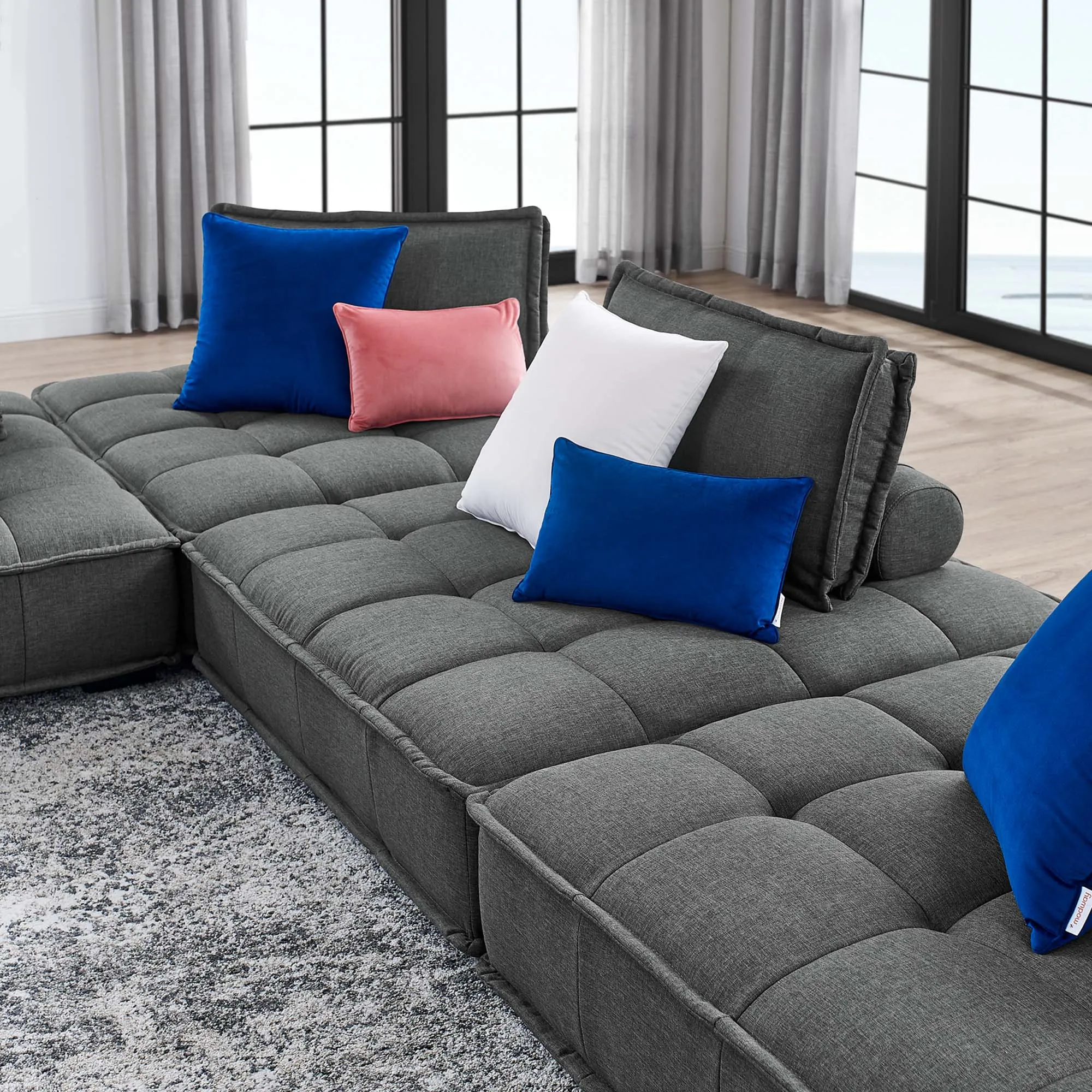 Saunter 4-Piece Tufted Fabric Fabric Sectional Sofa by Modway