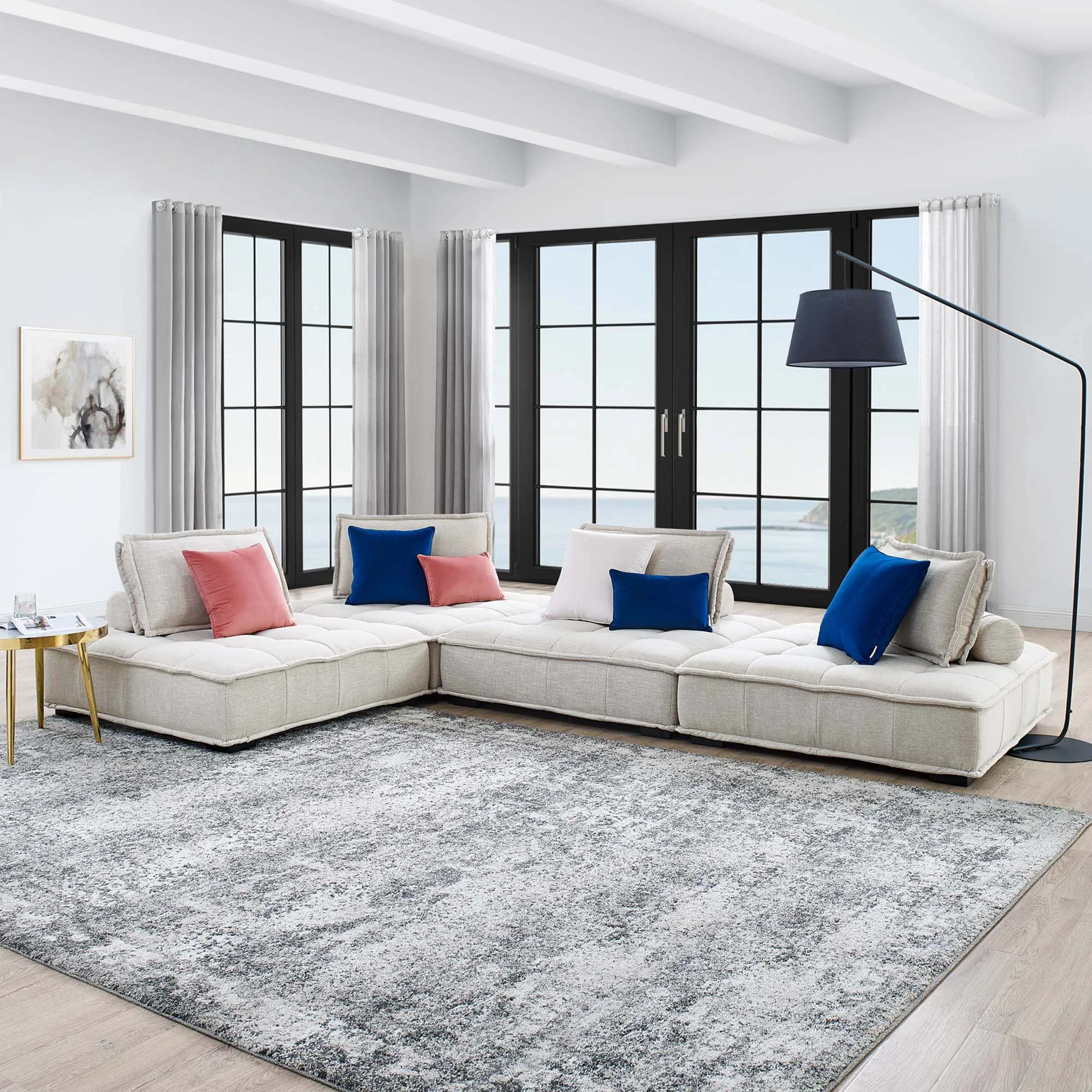 Saunter 4-Piece Tufted Fabric Fabric Sectional Sofa by Modway