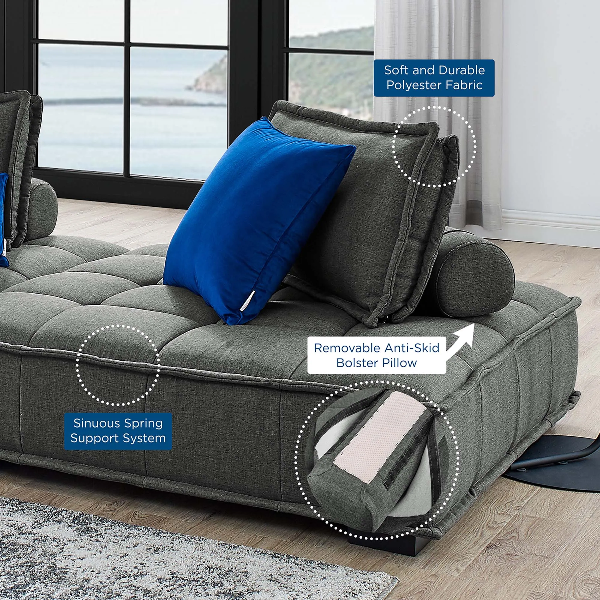 Saunter 4-Piece Tufted Fabric Fabric Sectional Sofa by Modway