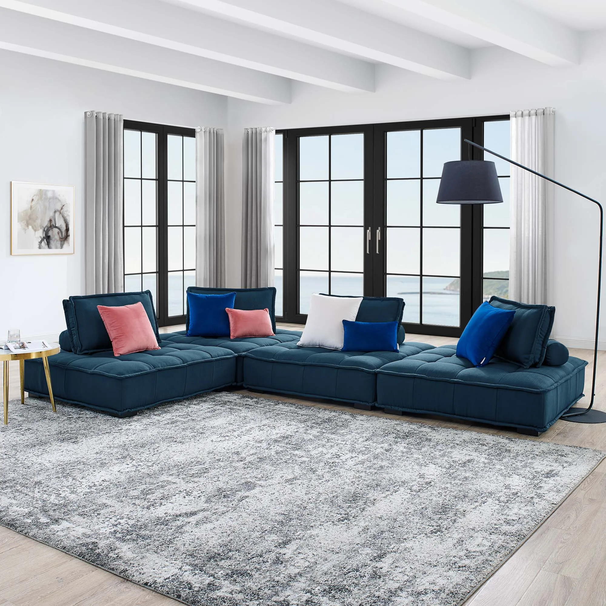 Saunter 4-Piece Tufted Fabric Fabric Sectional Sofa by Modway