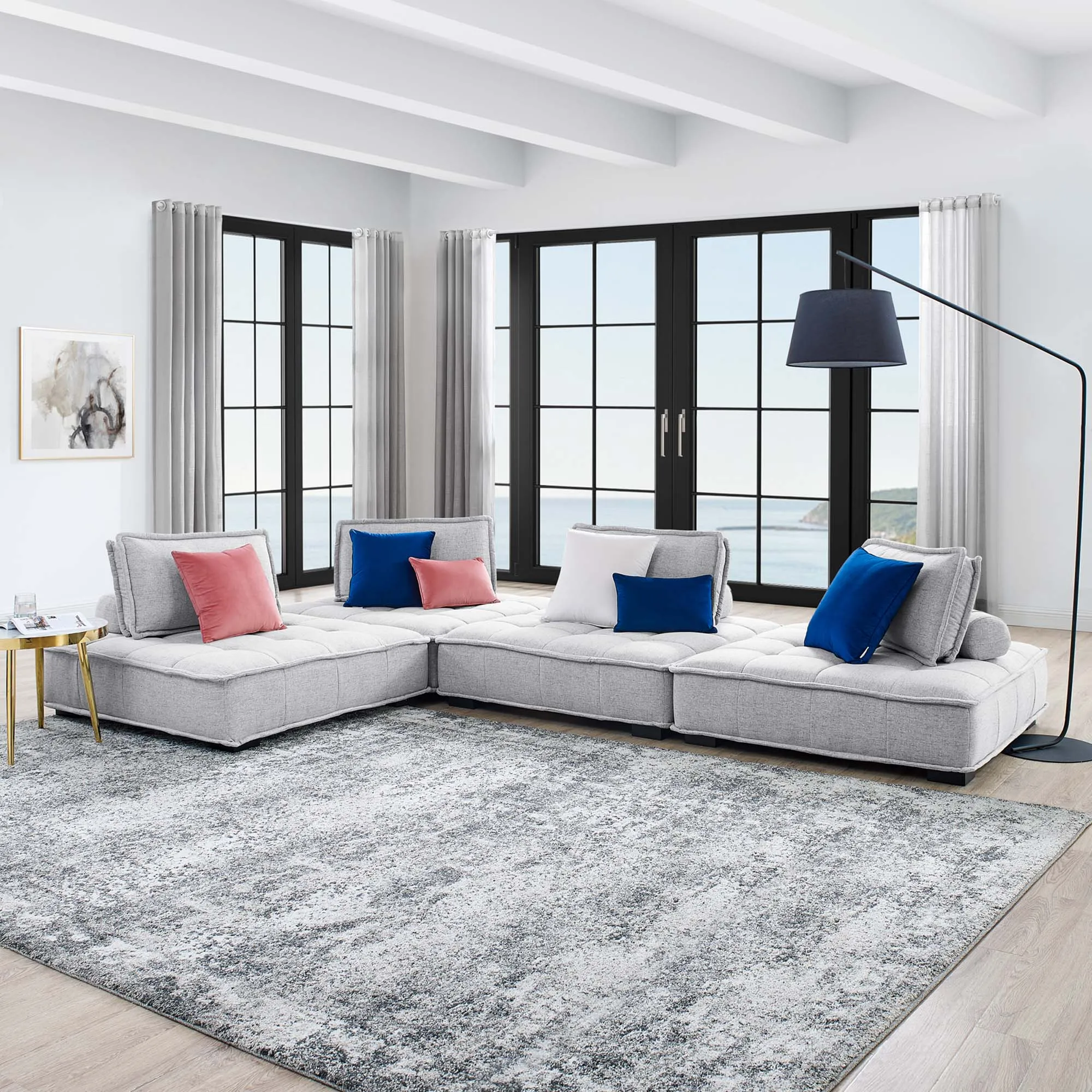 Saunter 4-Piece Tufted Fabric Fabric Sectional Sofa by Modway