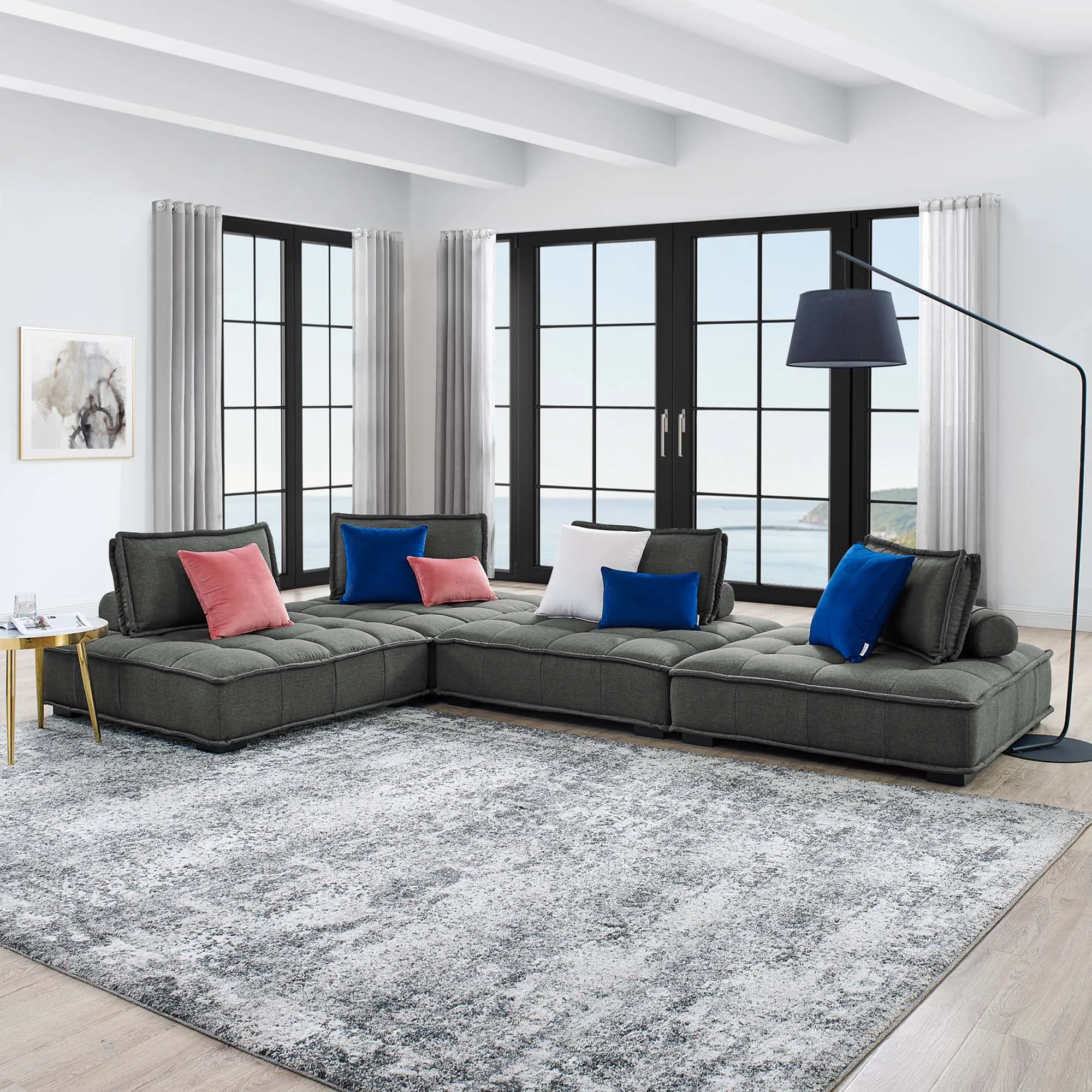 Saunter 4-Piece Tufted Fabric Fabric Sectional Sofa by Modway
