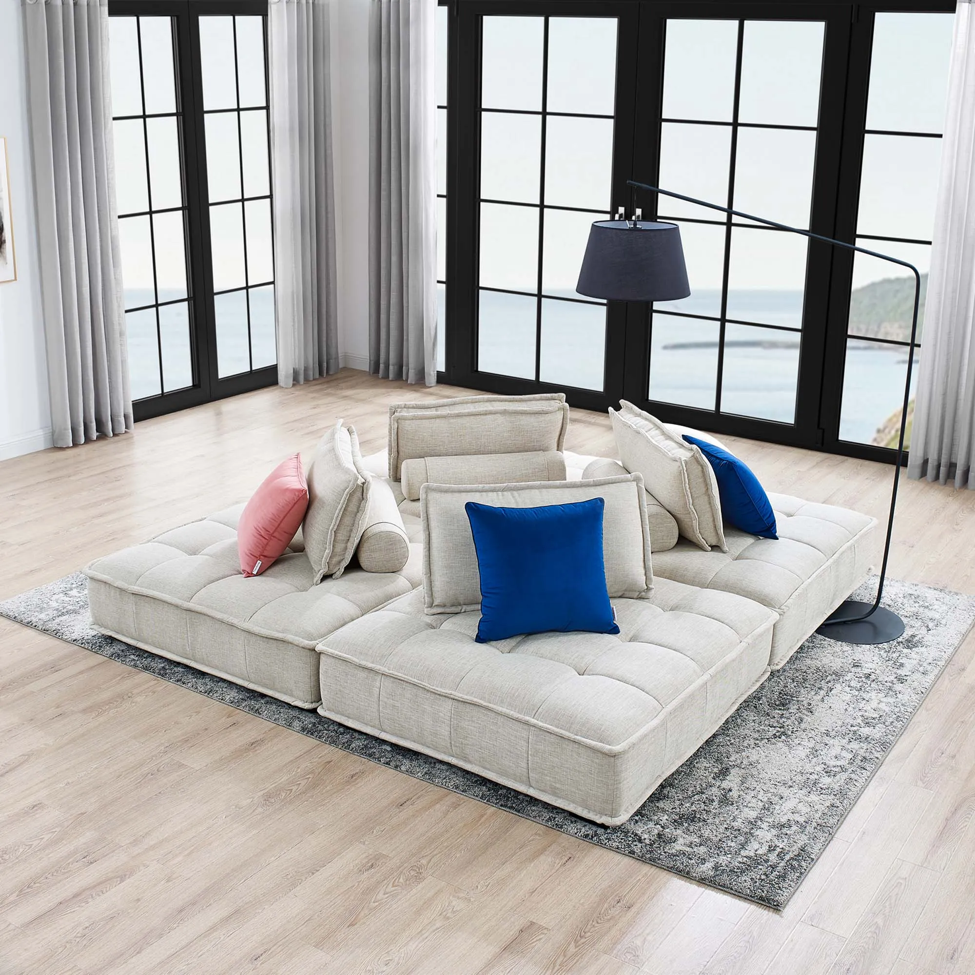 Saunter 4-Piece Tufted Fabric Fabric Sectional Sofa by Modway