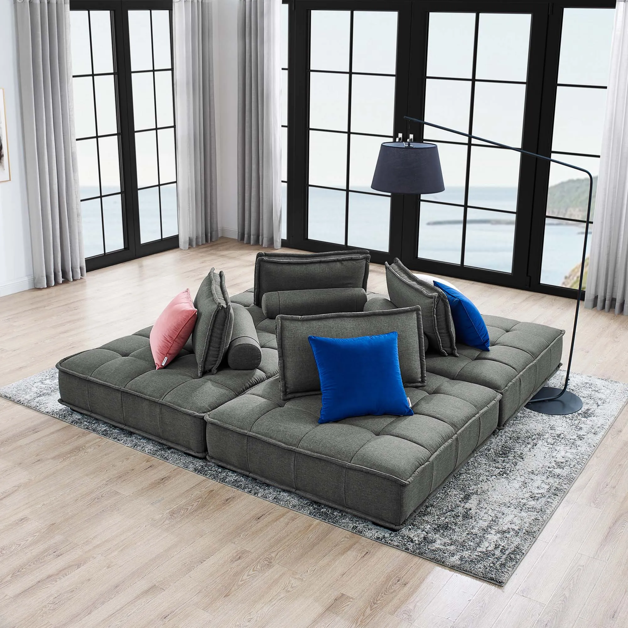 Saunter 4-Piece Tufted Fabric Fabric Sectional Sofa by Modway