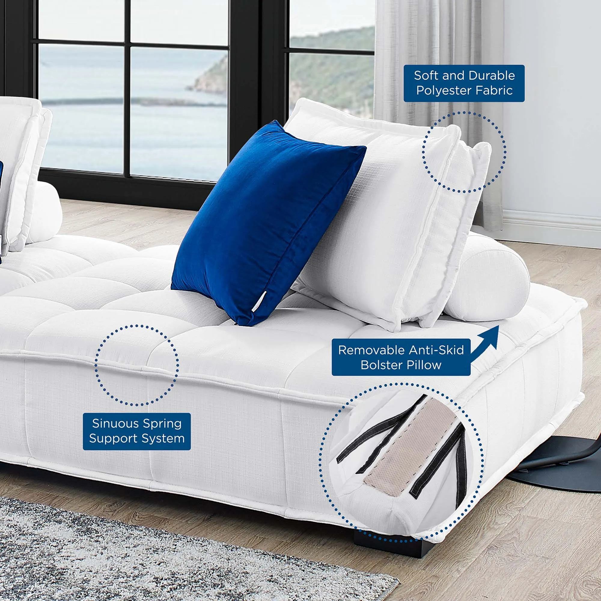 Saunter 4-Piece Tufted Fabric Fabric Sectional Sofa by Modway