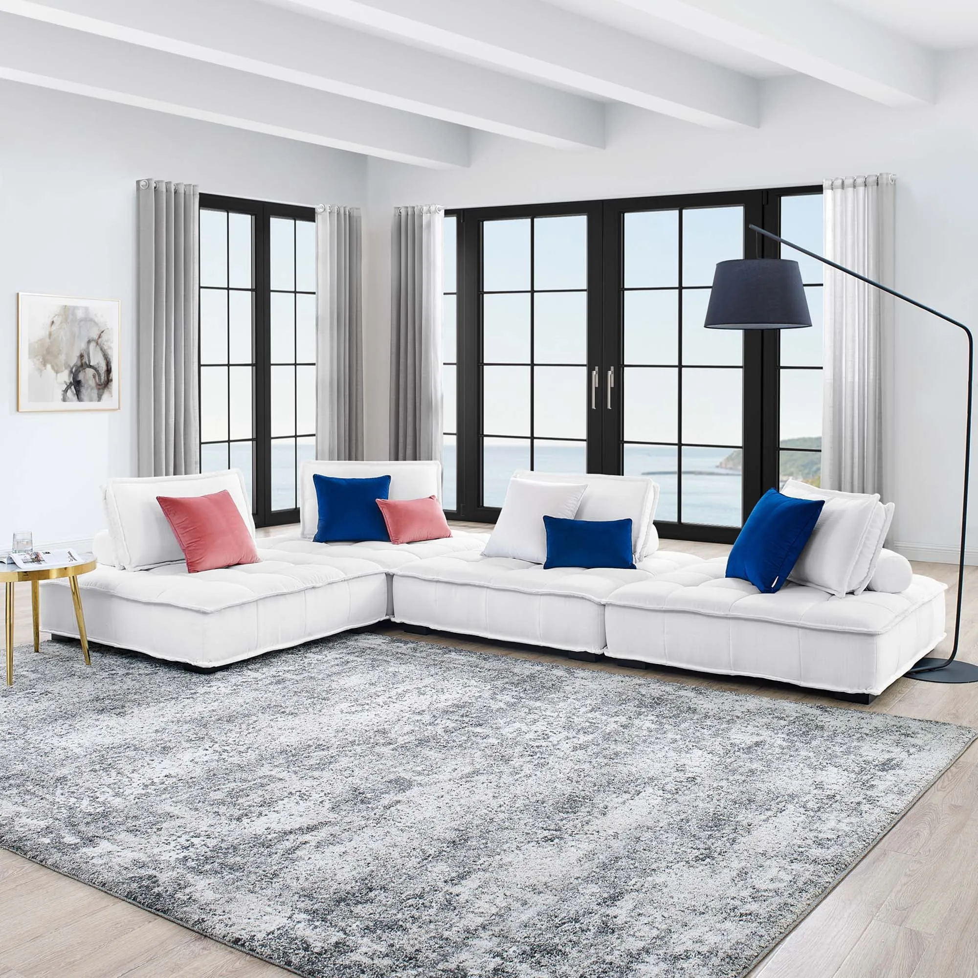 Saunter 4-Piece Tufted Fabric Fabric Sectional Sofa by Modway