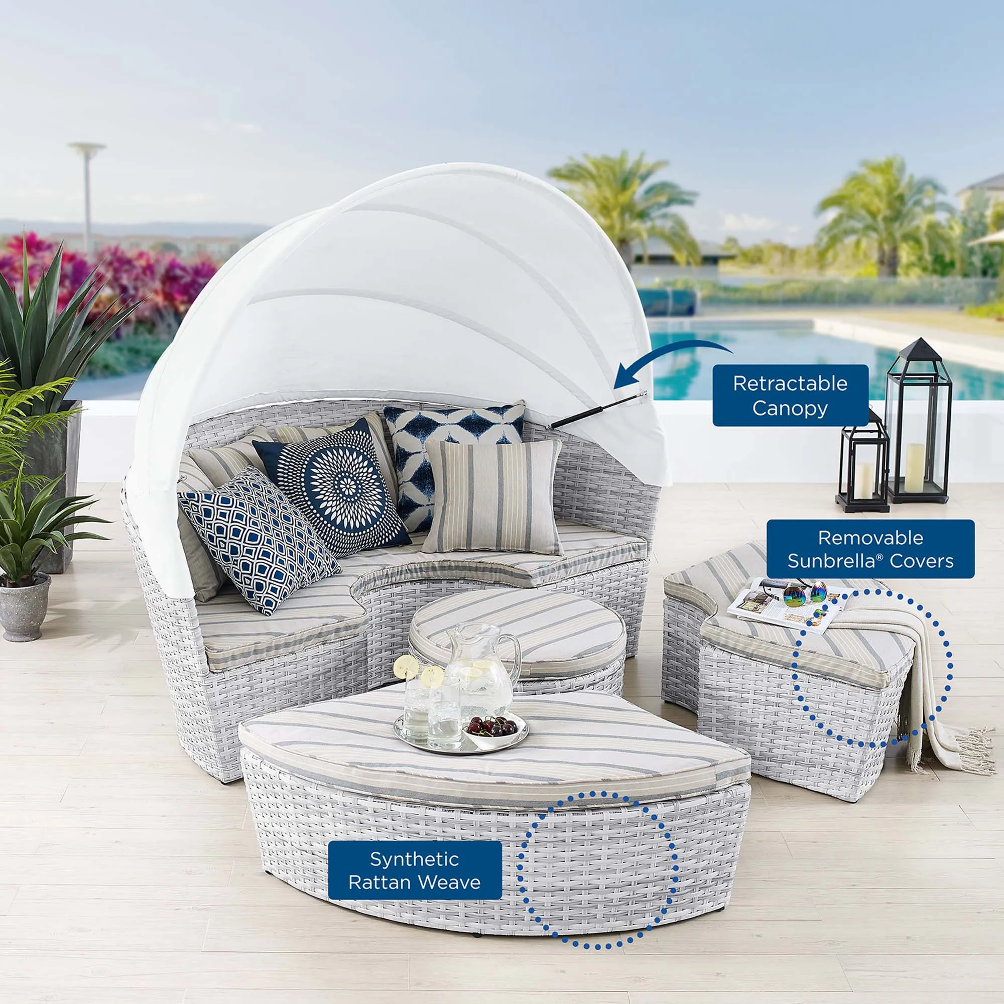 Scottsdale Canopy Sunbrella® Outdoor Patio Daybed by Modway