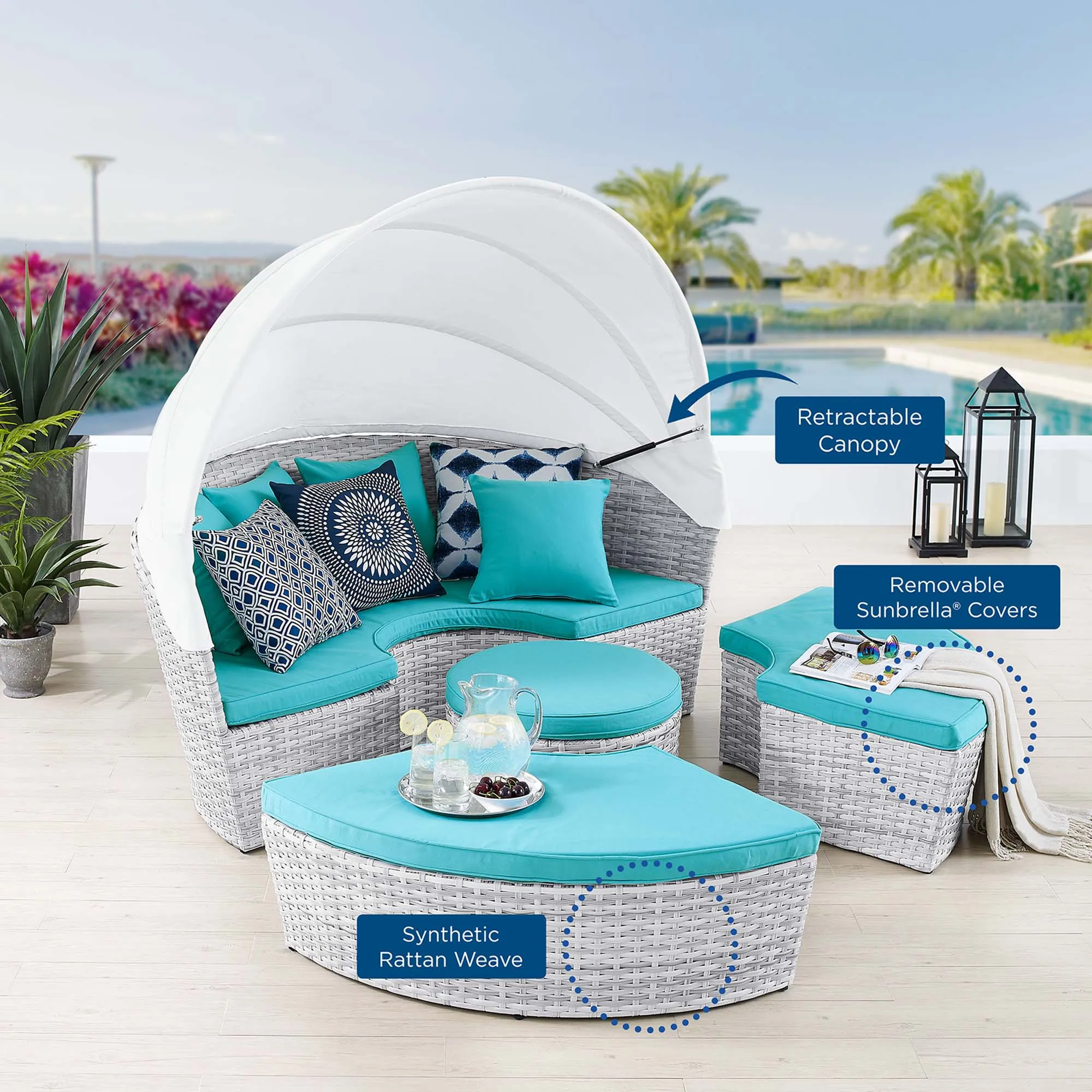 Scottsdale Canopy Sunbrella® Outdoor Patio Daybed by Modway