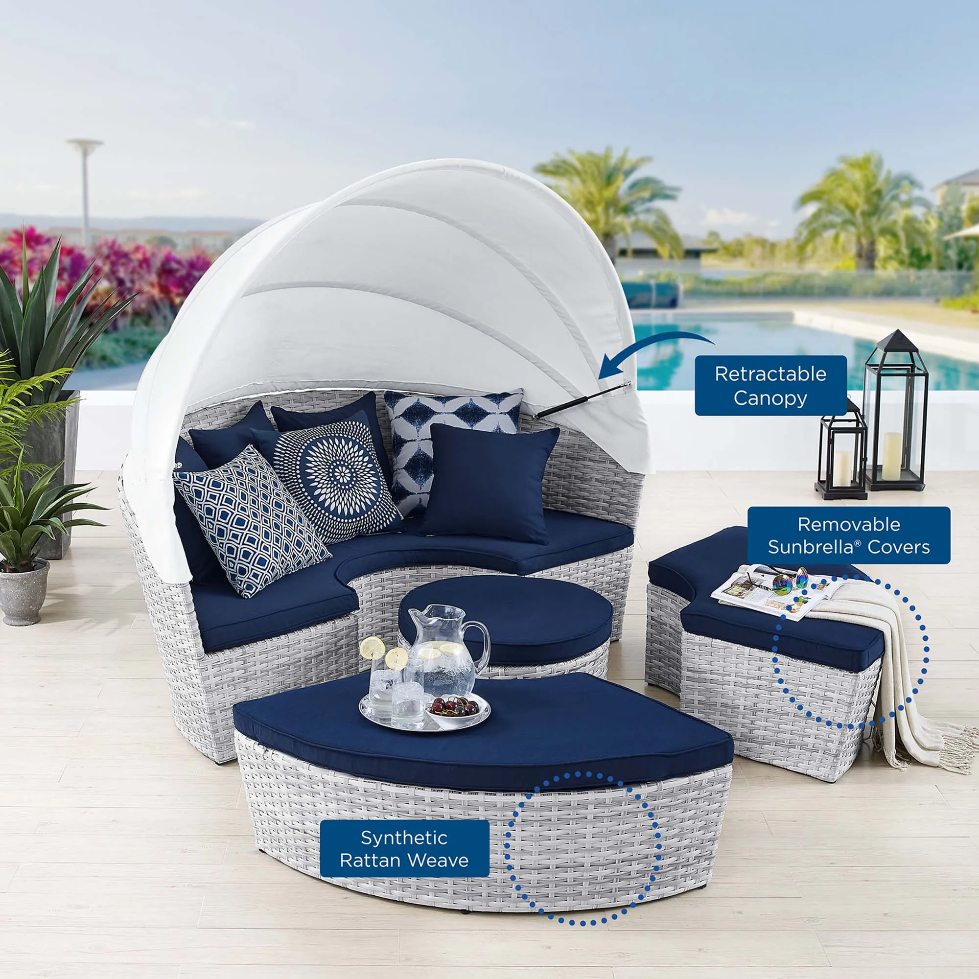 Scottsdale Canopy Sunbrella® Outdoor Patio Daybed by Modway