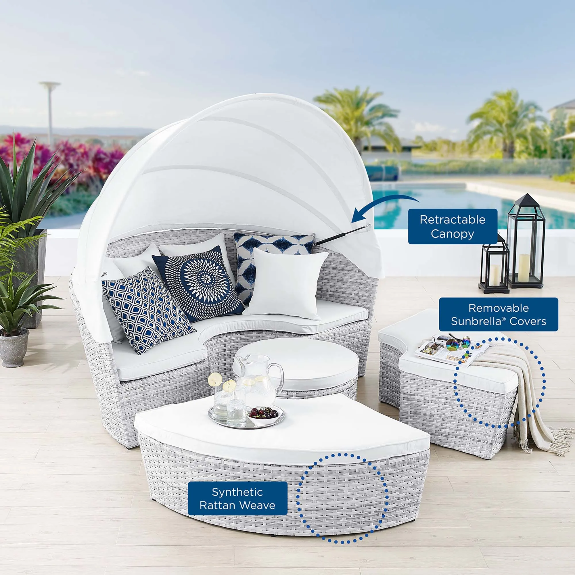 Scottsdale Canopy Sunbrella® Outdoor Patio Daybed by Modway