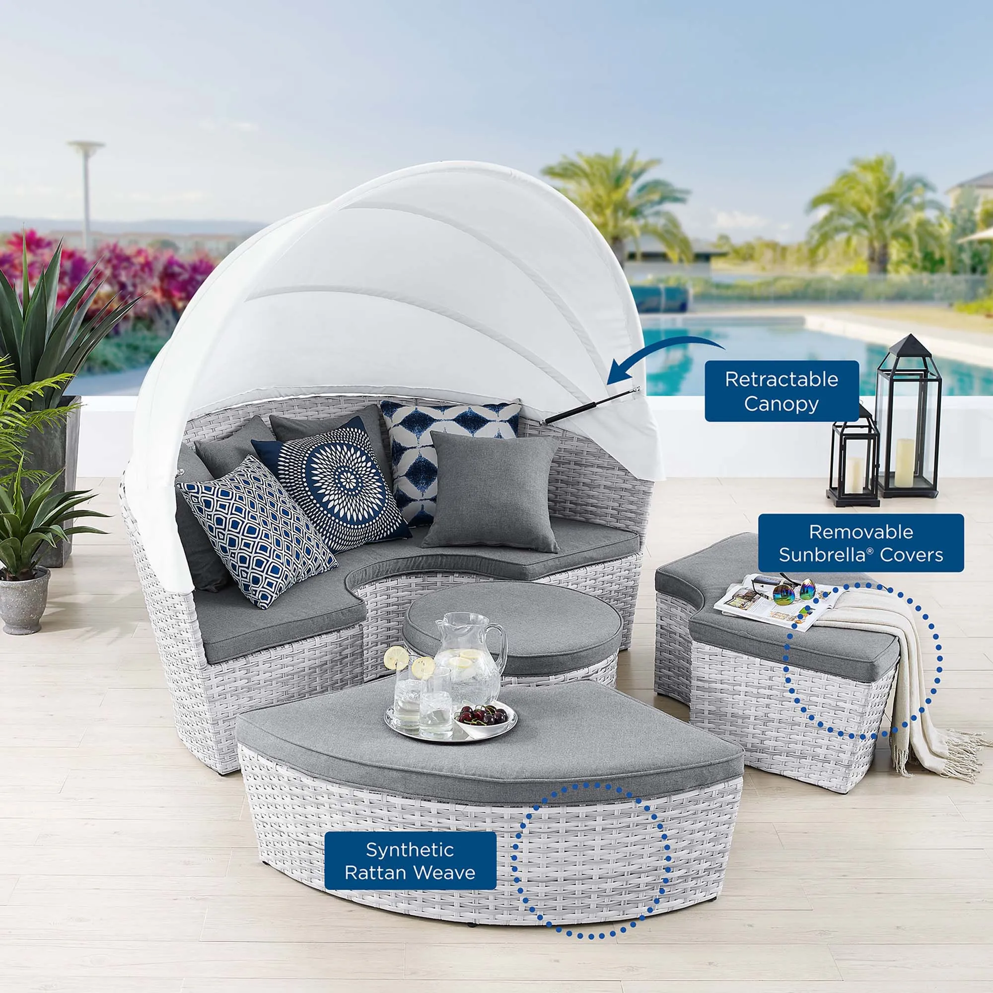 Scottsdale Canopy Sunbrella® Outdoor Patio Daybed by Modway