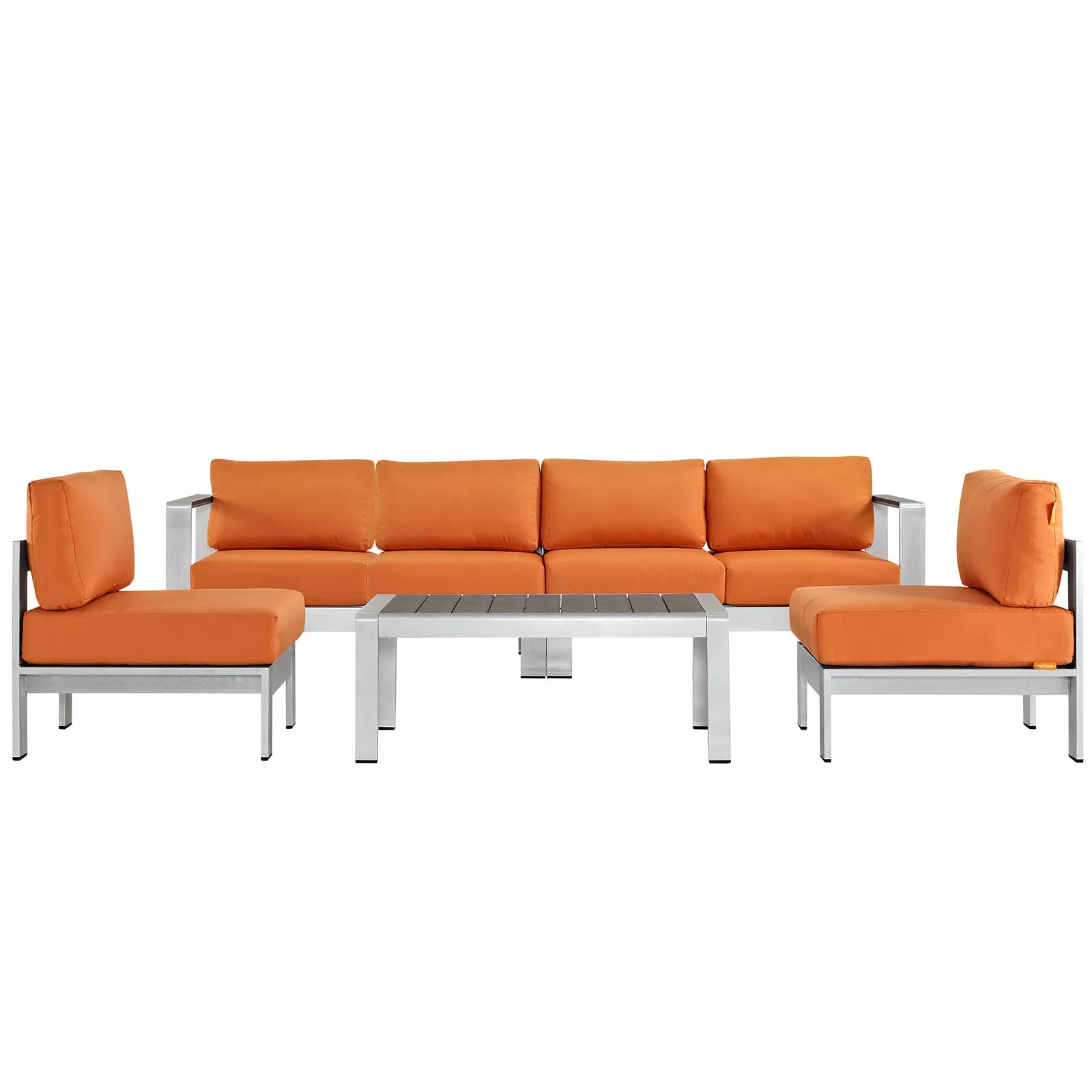 Shore 5 Piece Outdoor Patio Aluminum Sectional Sofa Set by Modway