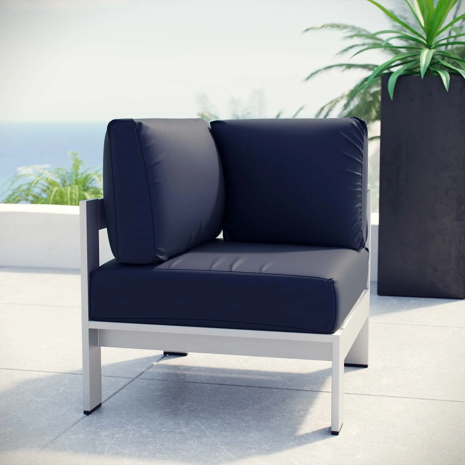 Shore Outdoor Patio Aluminum Corner Sofa by Modway