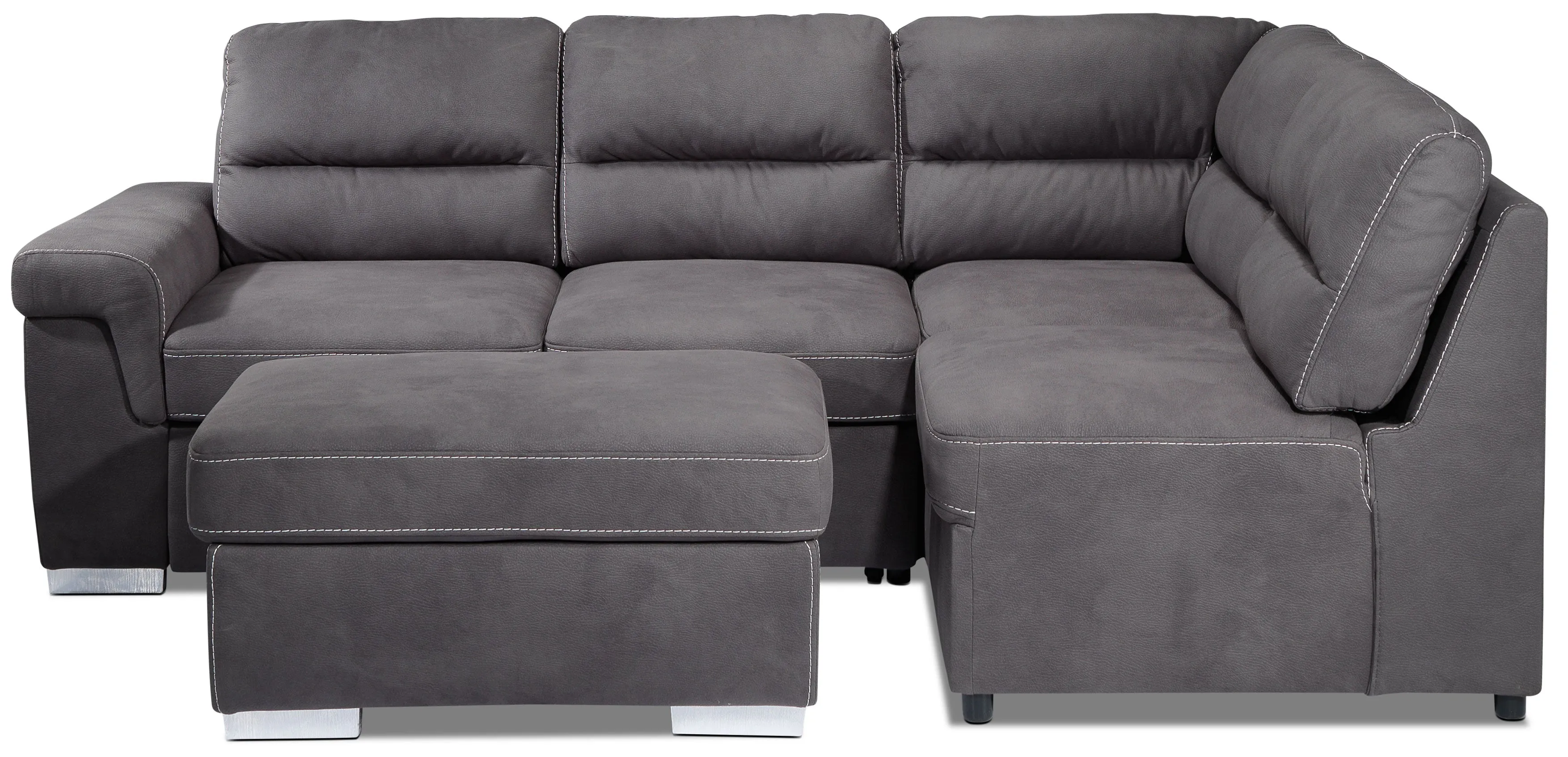 Simone 3-Piece Sectional with Left-Facing Pop-Up Bed - Charcoal