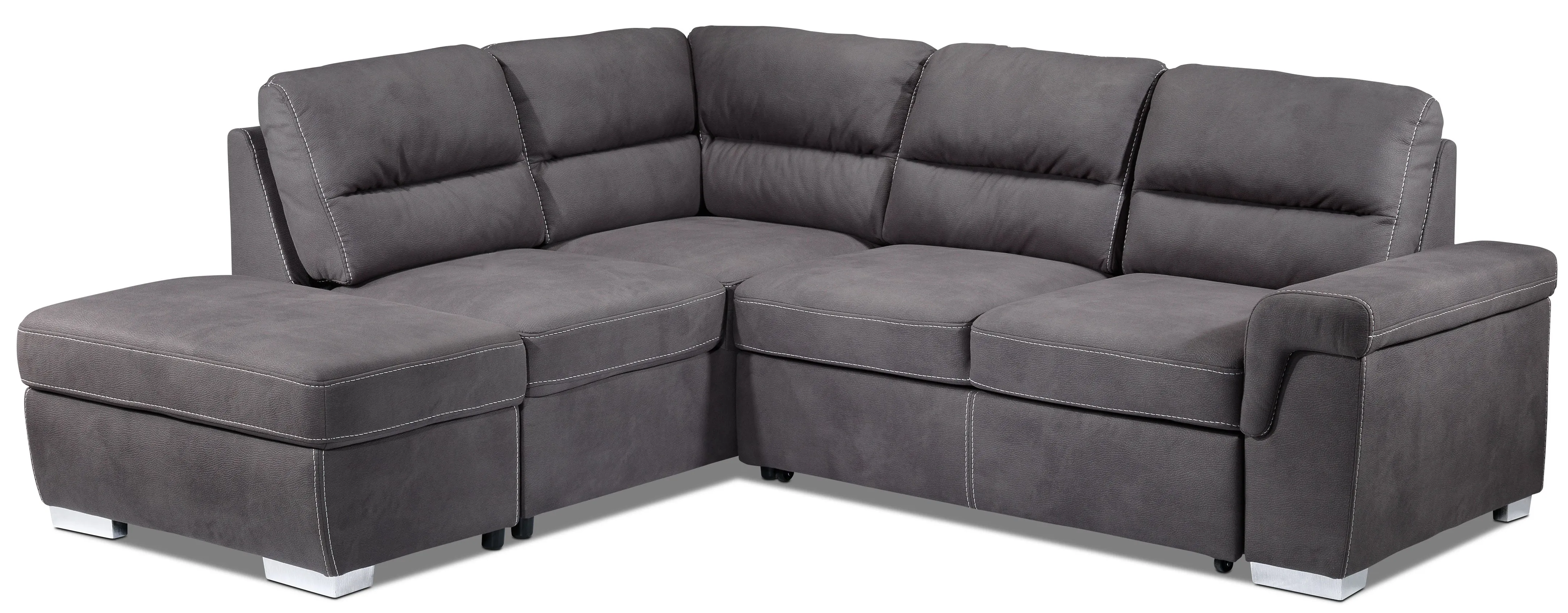 Simone 3-Piece Sectional with Right-Facing Pop-Up Bed - Charcoal