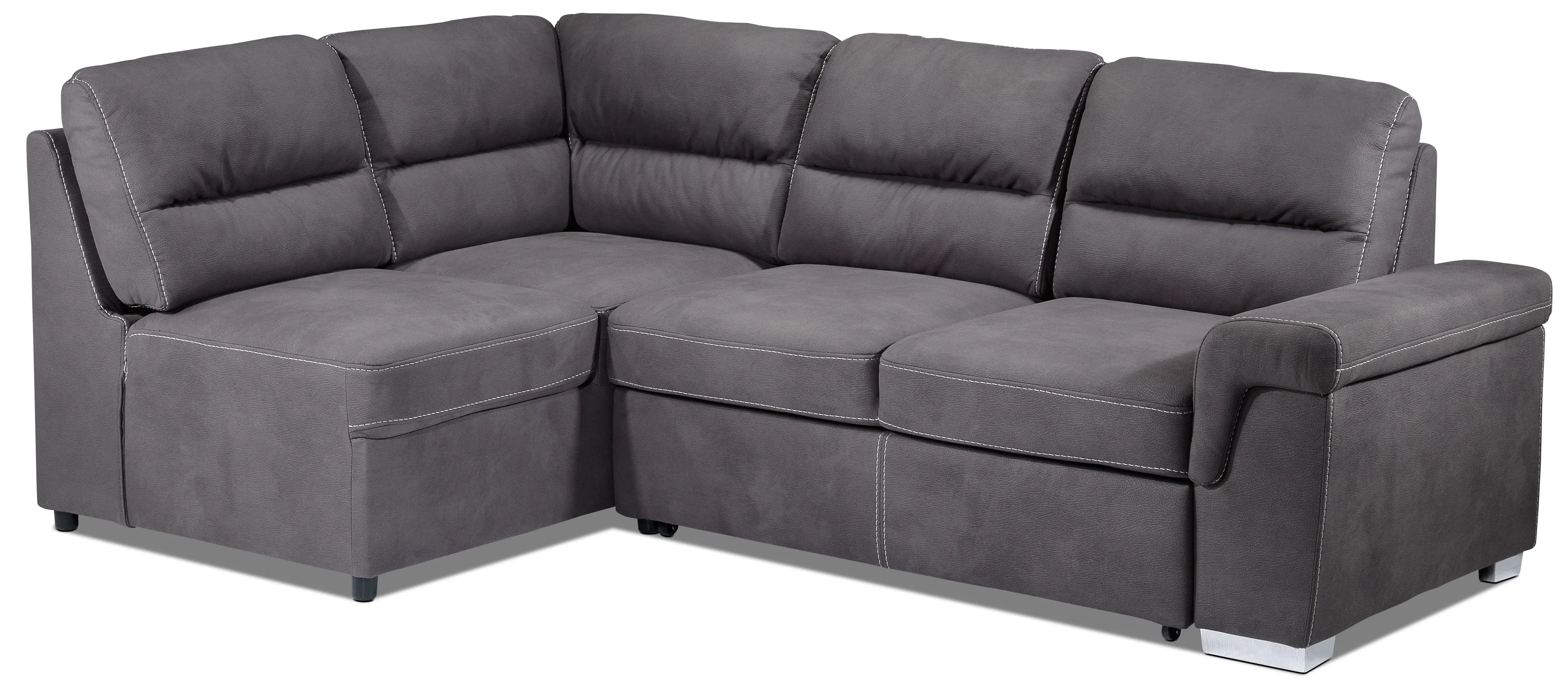 Simone 3-Piece Sectional with Right-Facing Pop-Up Bed - Charcoal
