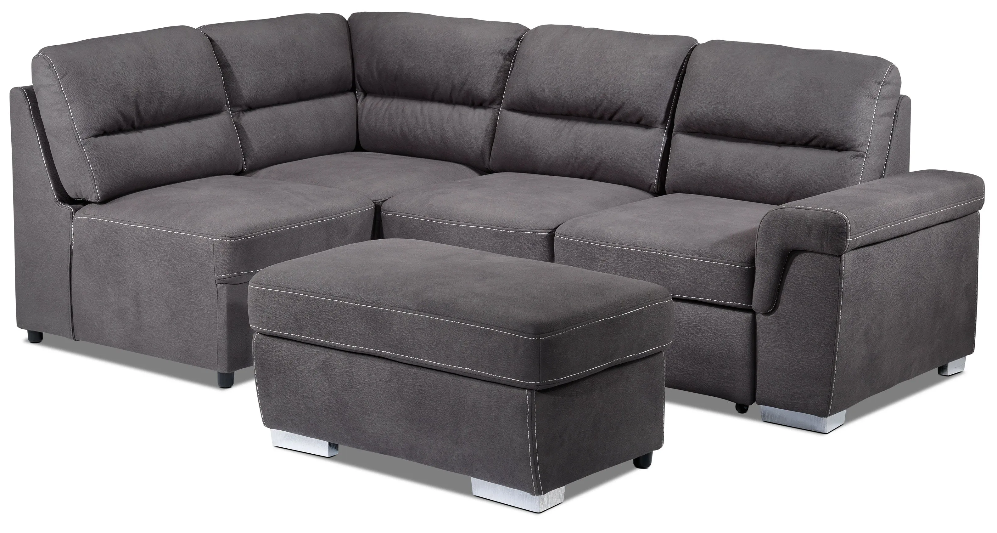 Simone 3-Piece Sectional with Right-Facing Pop-Up Bed - Charcoal