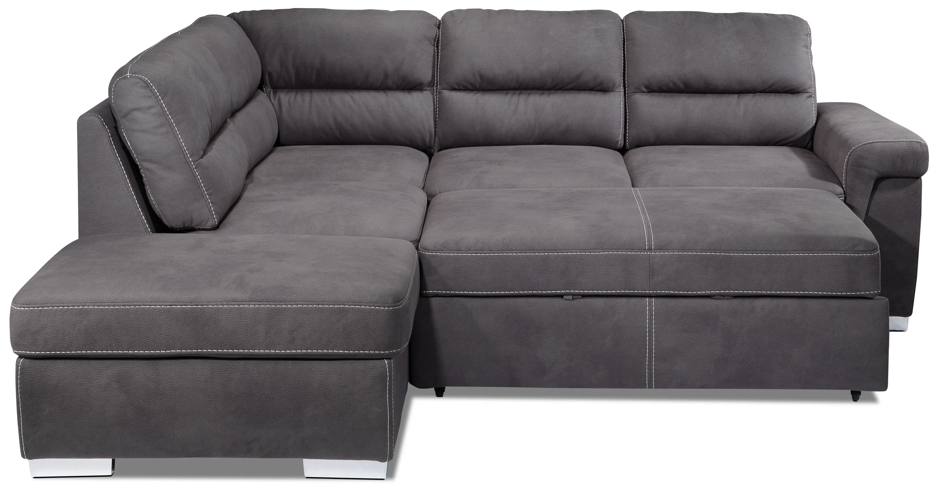 Simone 3-Piece Sectional with Right-Facing Pop-Up Bed - Charcoal