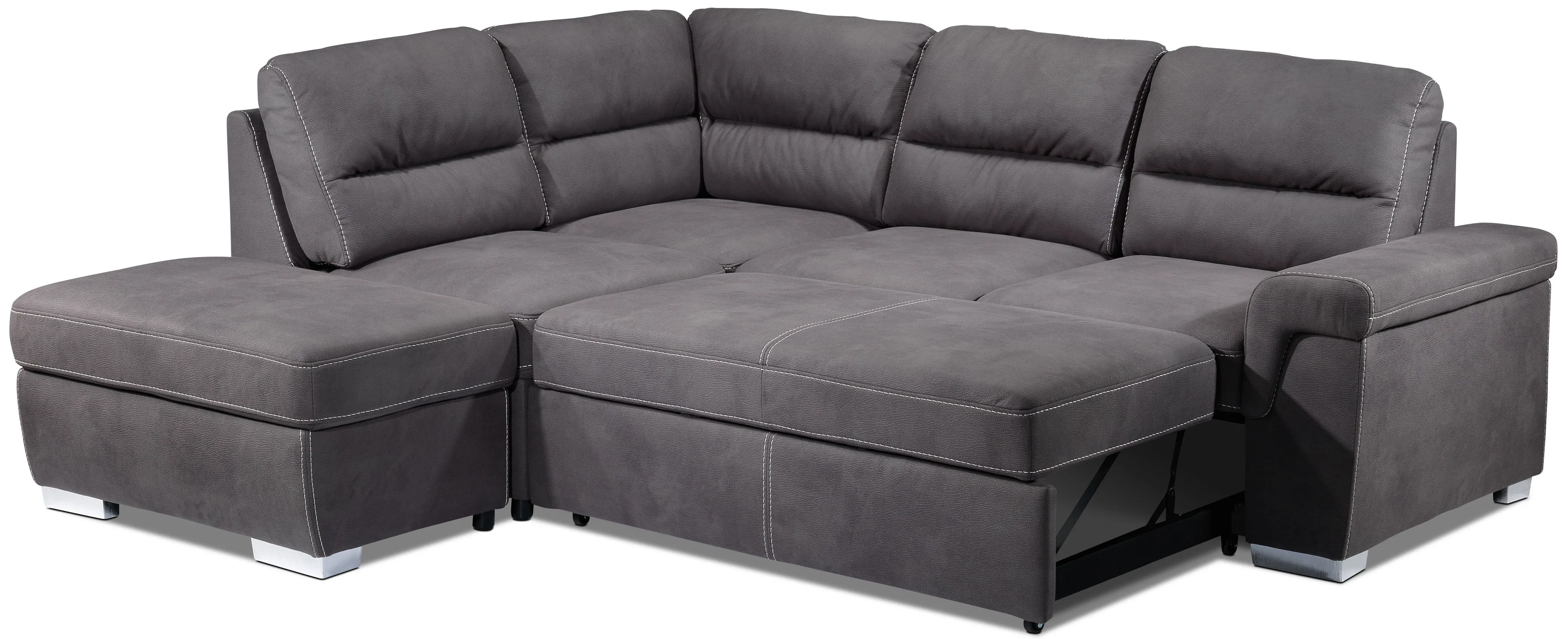Simone 3-Piece Sectional with Right-Facing Pop-Up Bed - Charcoal
