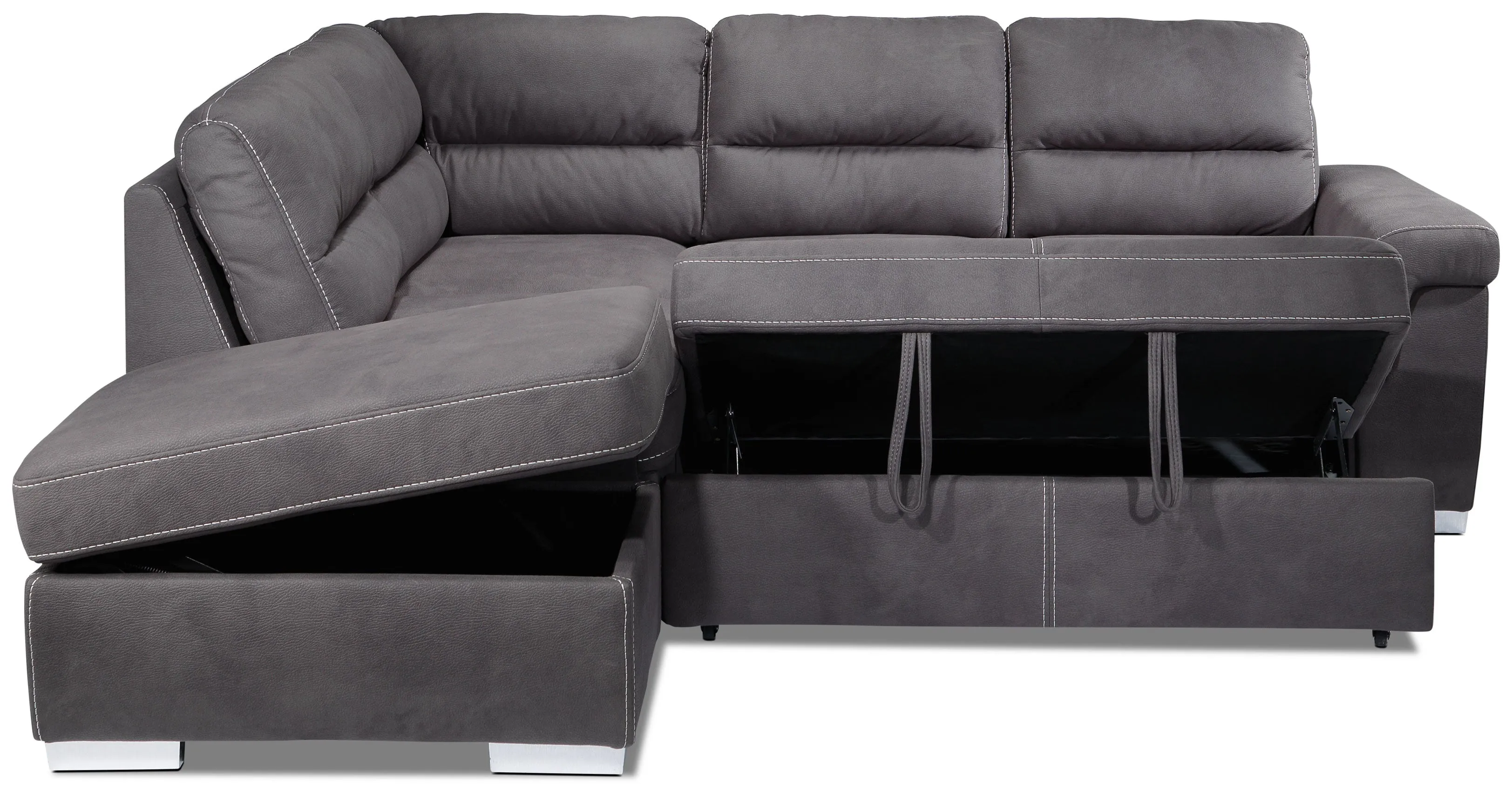 Simone 3-Piece Sectional with Right-Facing Pop-Up Bed - Charcoal