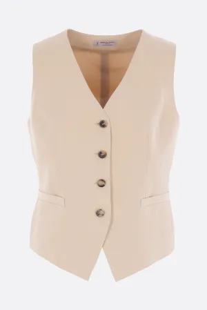 single-breasted vest in linen and viscose fabric