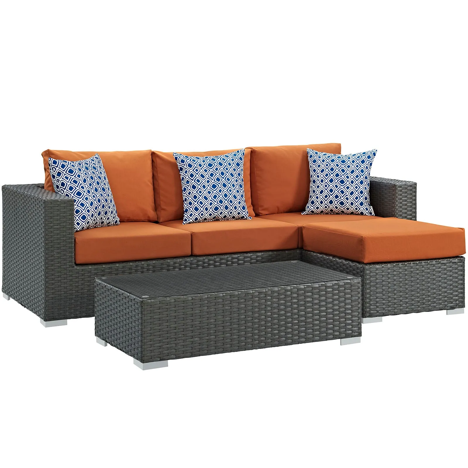 Sojourn 3 Piece Outdoor Patio Sunbrella® Sectional Set by Modway