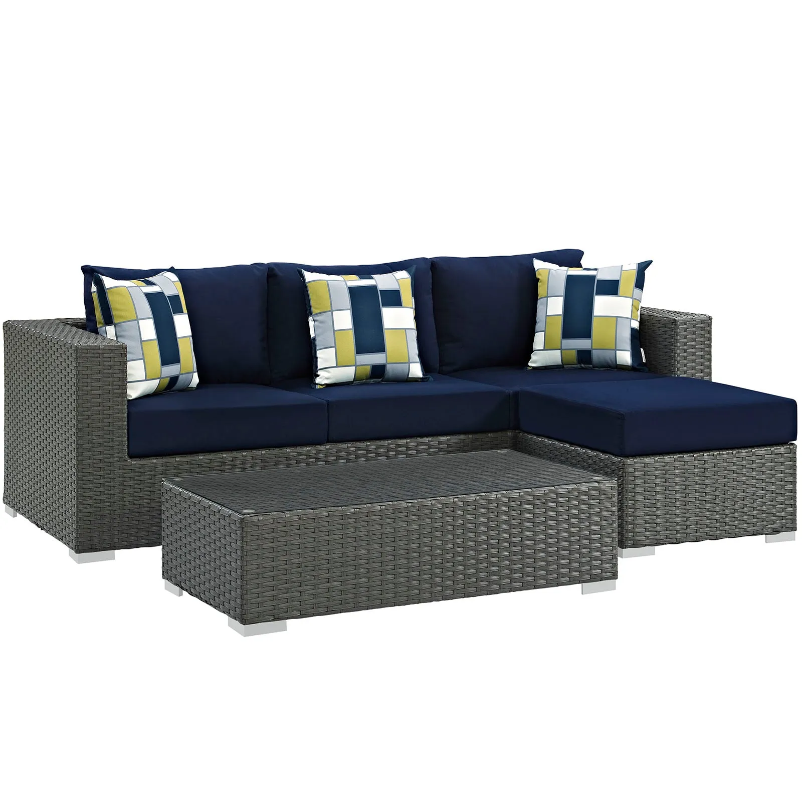 Sojourn 3 Piece Outdoor Patio Sunbrella® Sectional Set by Modway