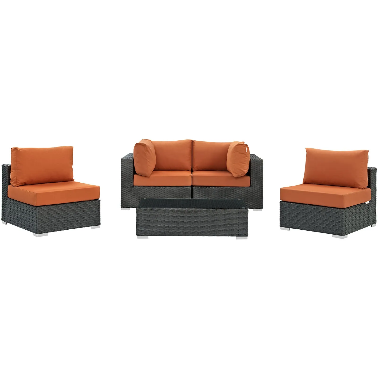 Sojourn 5 Piece Outdoor Patio Sunbrella® Sectional Set by Modway
