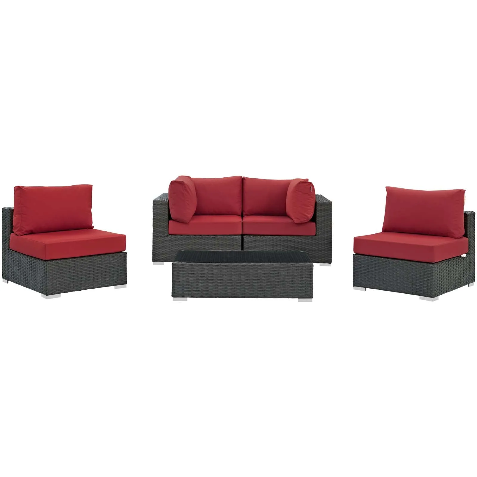 Sojourn 5 Piece Outdoor Patio Sunbrella® Sectional Set by Modway