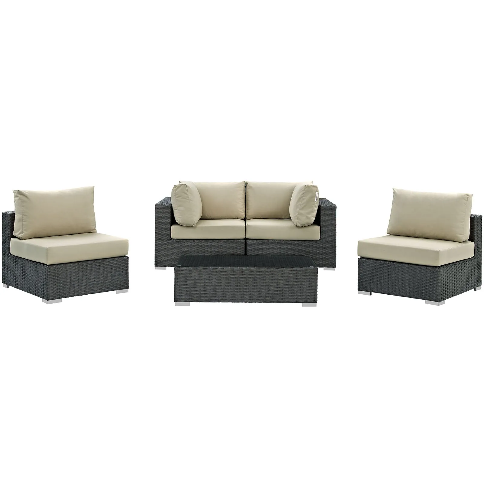 Sojourn 5 Piece Outdoor Patio Sunbrella® Sectional Set by Modway