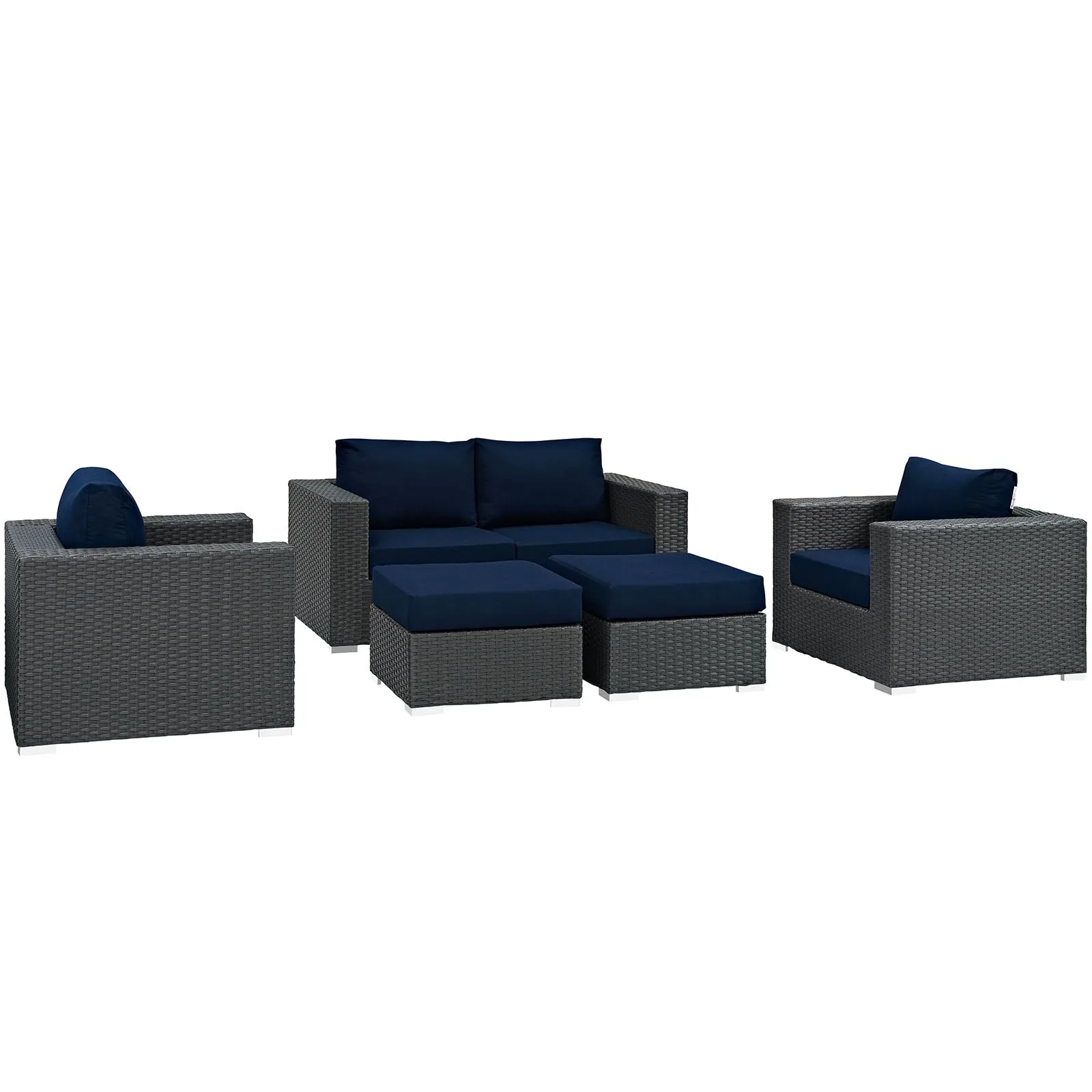Sojourn 5 Piece Outdoor Patio Sunbrella® Sectional Set by Modway