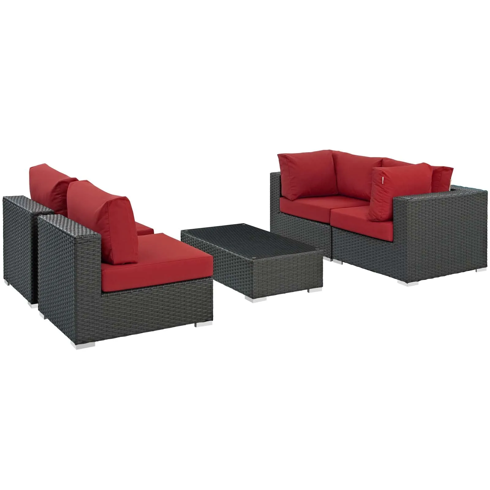 Sojourn 5 Piece Outdoor Patio Sunbrella® Sectional Set by Modway