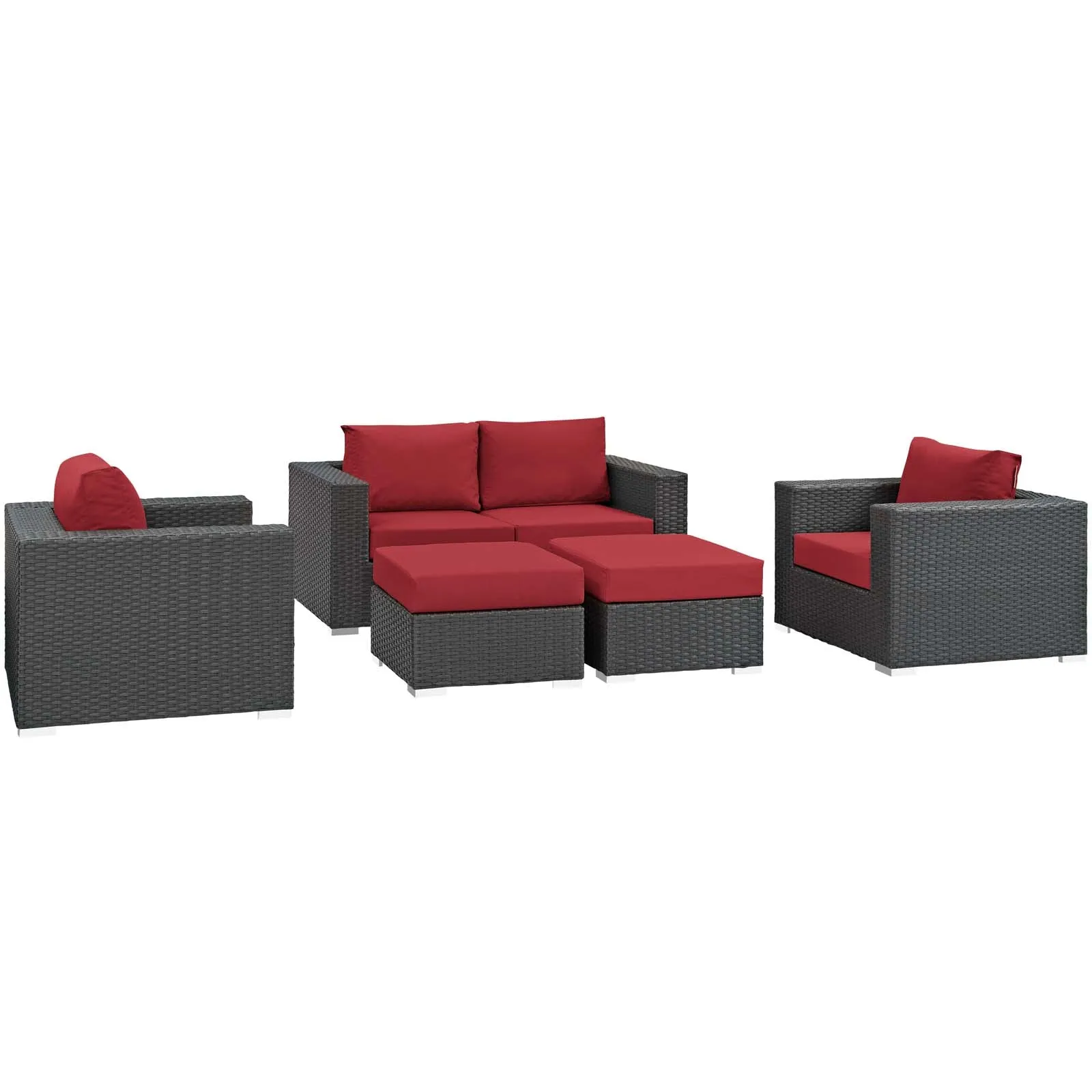 Sojourn 5 Piece Outdoor Patio Sunbrella® Sectional Set by Modway