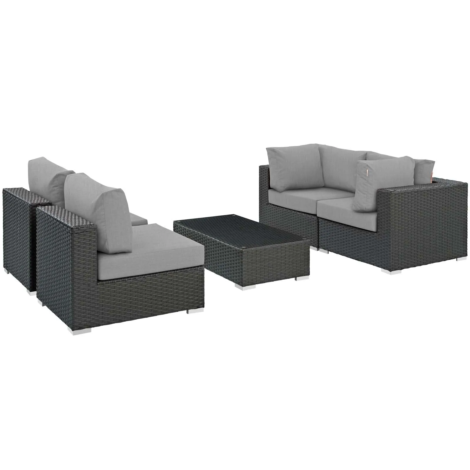Sojourn 5 Piece Outdoor Patio Sunbrella® Sectional Set by Modway